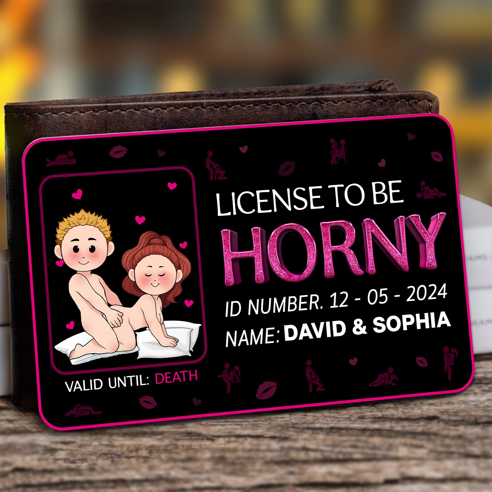 License To Be Horny - Personalized Wallet Card For Couples-Mk-1