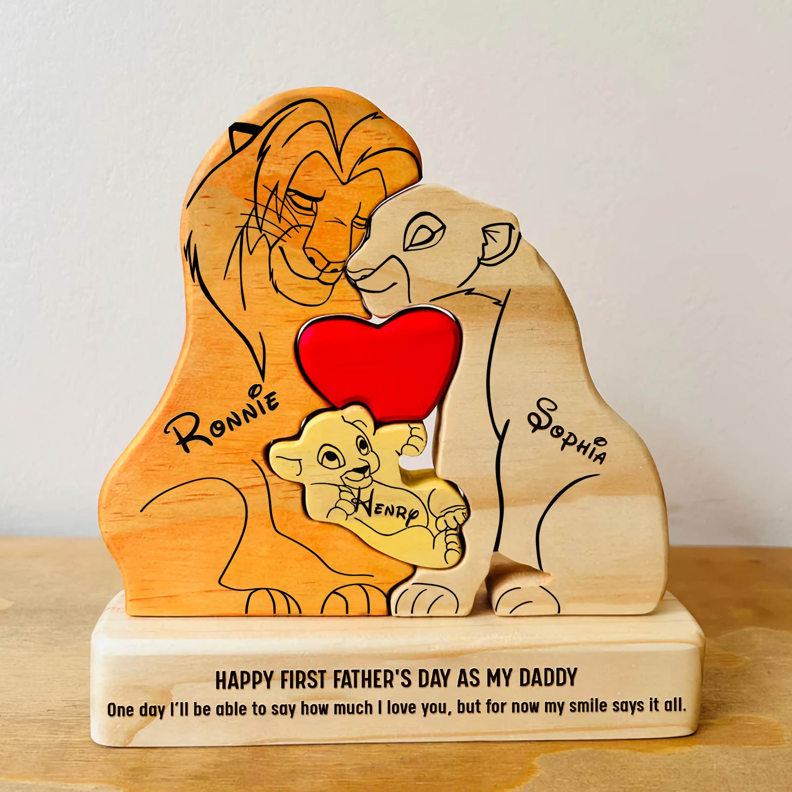 Lion Family Puzzle with Custom Names - Personalized Wooden Gift for Family-CVK220725P02 -mk-3