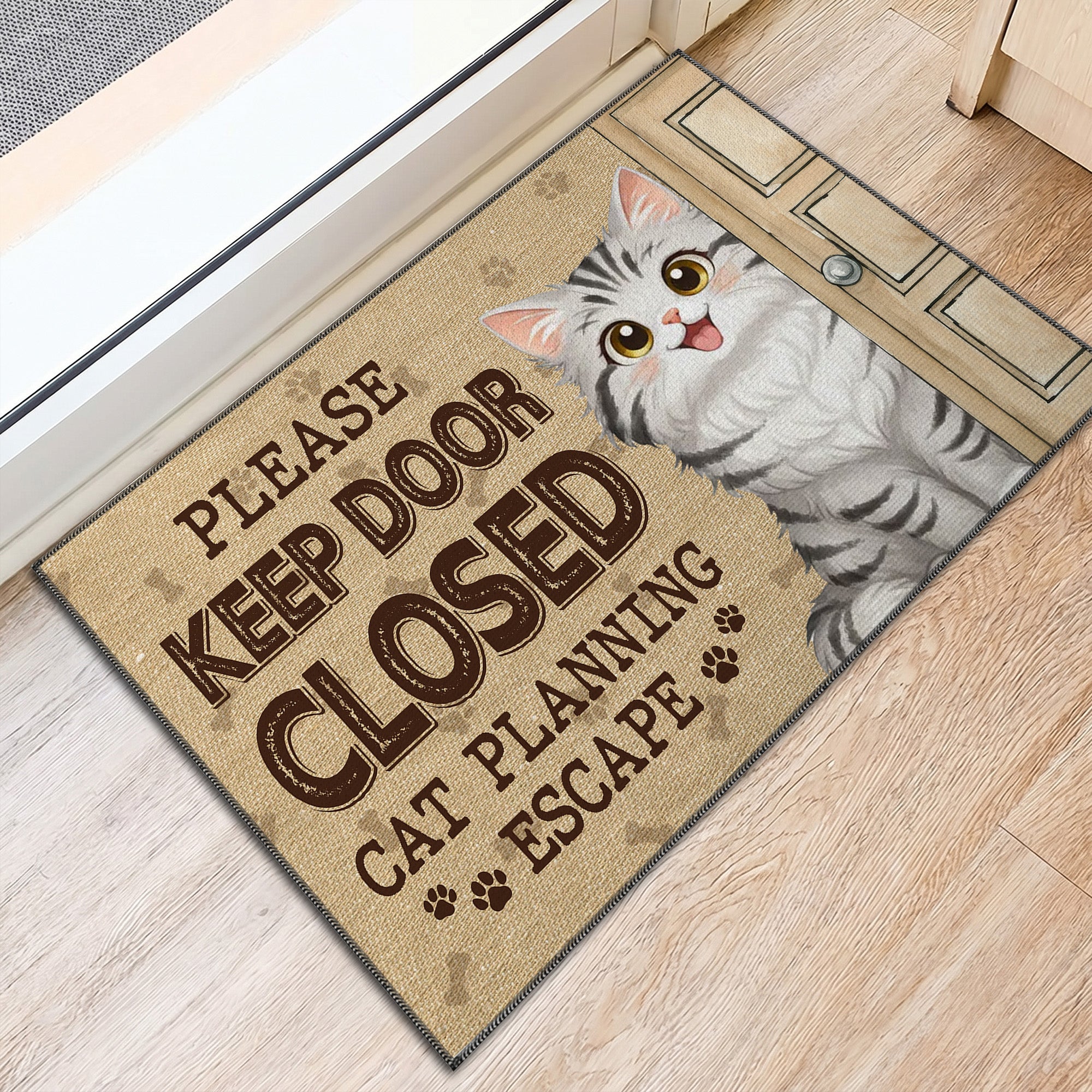 Personalized Cat Doormat – Custom 3D Cat Breed Welcome Mat – Gift for Cat Lovers