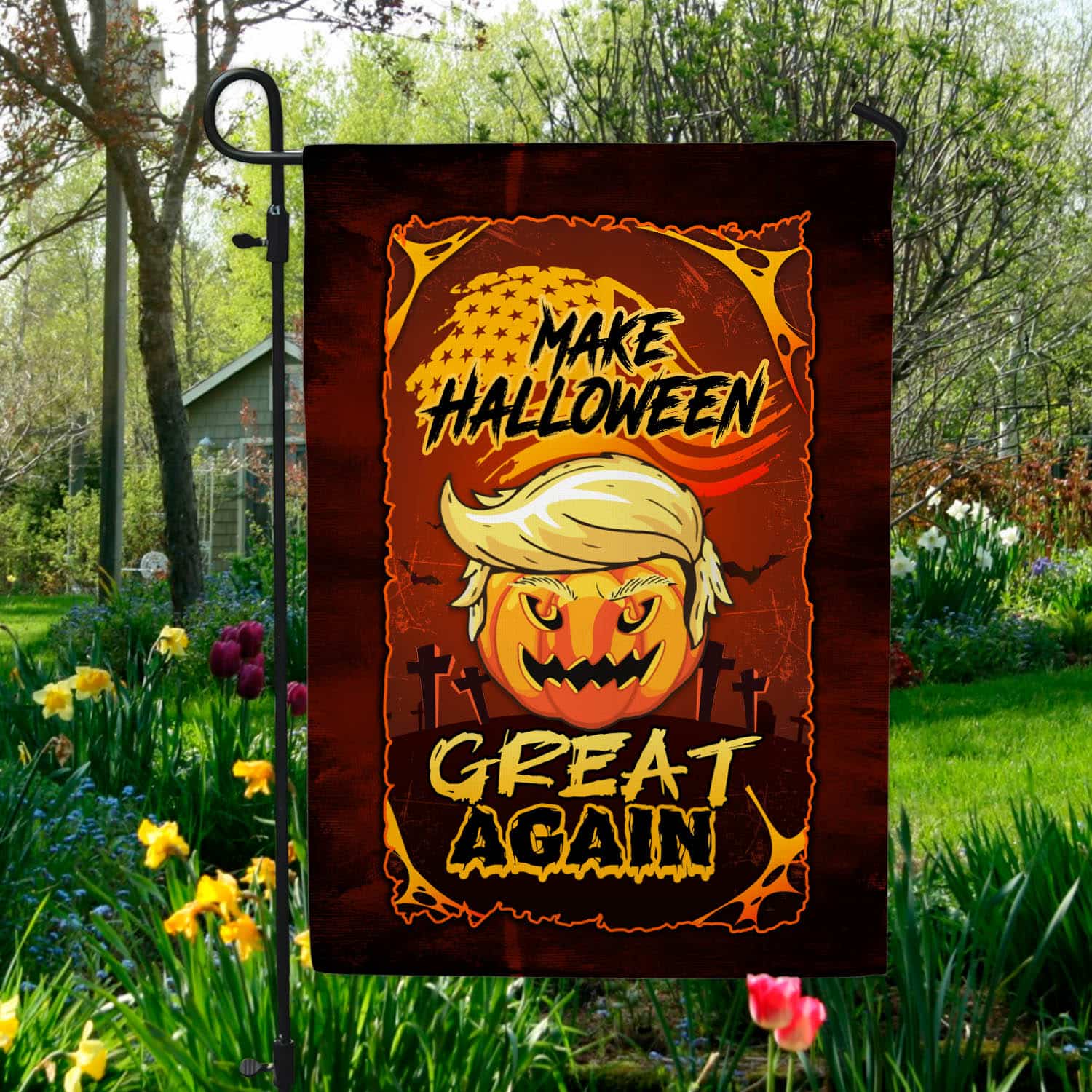 Make Halloween Great Again Funny Trumpkin Outdoor House Flag - Halloween Home Garden Flag-W170725-09-mk-1