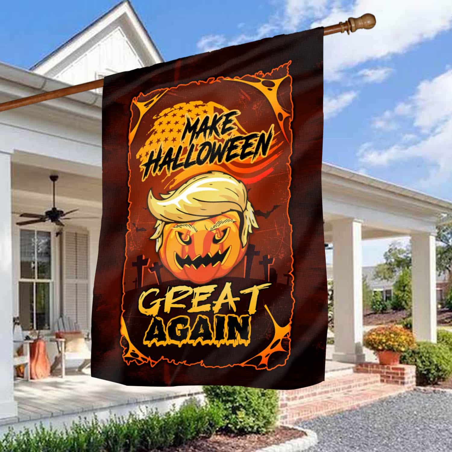 Make Halloween Great Again Funny Trumpkin Outdoor House Flag - Halloween Home Garden Flag-W170725-09-mk-2
