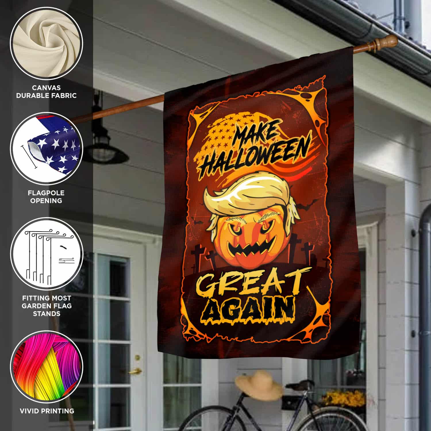 Make Halloween Great Again Funny Trumpkin Outdoor House Flag - Halloween Home Garden Flag-W170725-09-mk-4