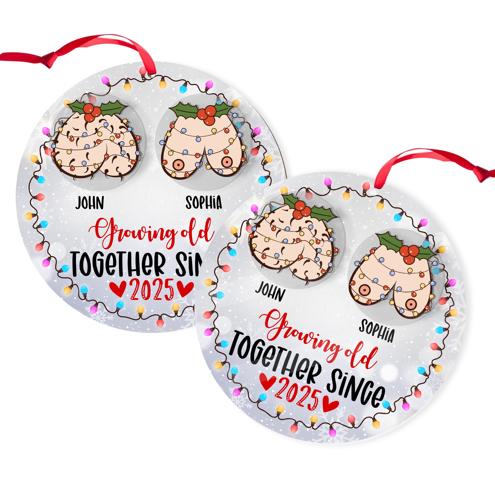 Growing Old Together - Personalized Rotating Wooden Ornament for Lovers