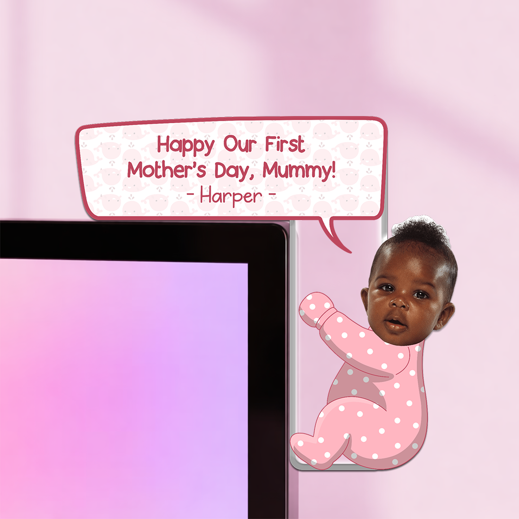 Custom Baby Photo Desk Decor – Personalized Monitor Corner Decoration – Mother’s Day Gift for Mom