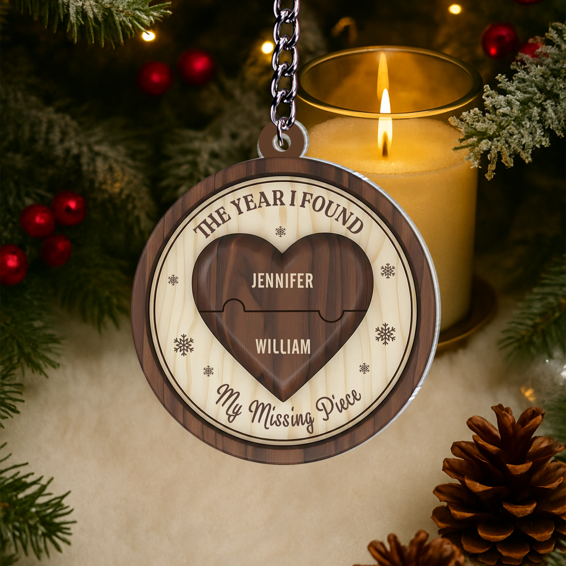 Personalized Sliding Reveal Acrylic Keychain - Custom Photo Gift For Couples