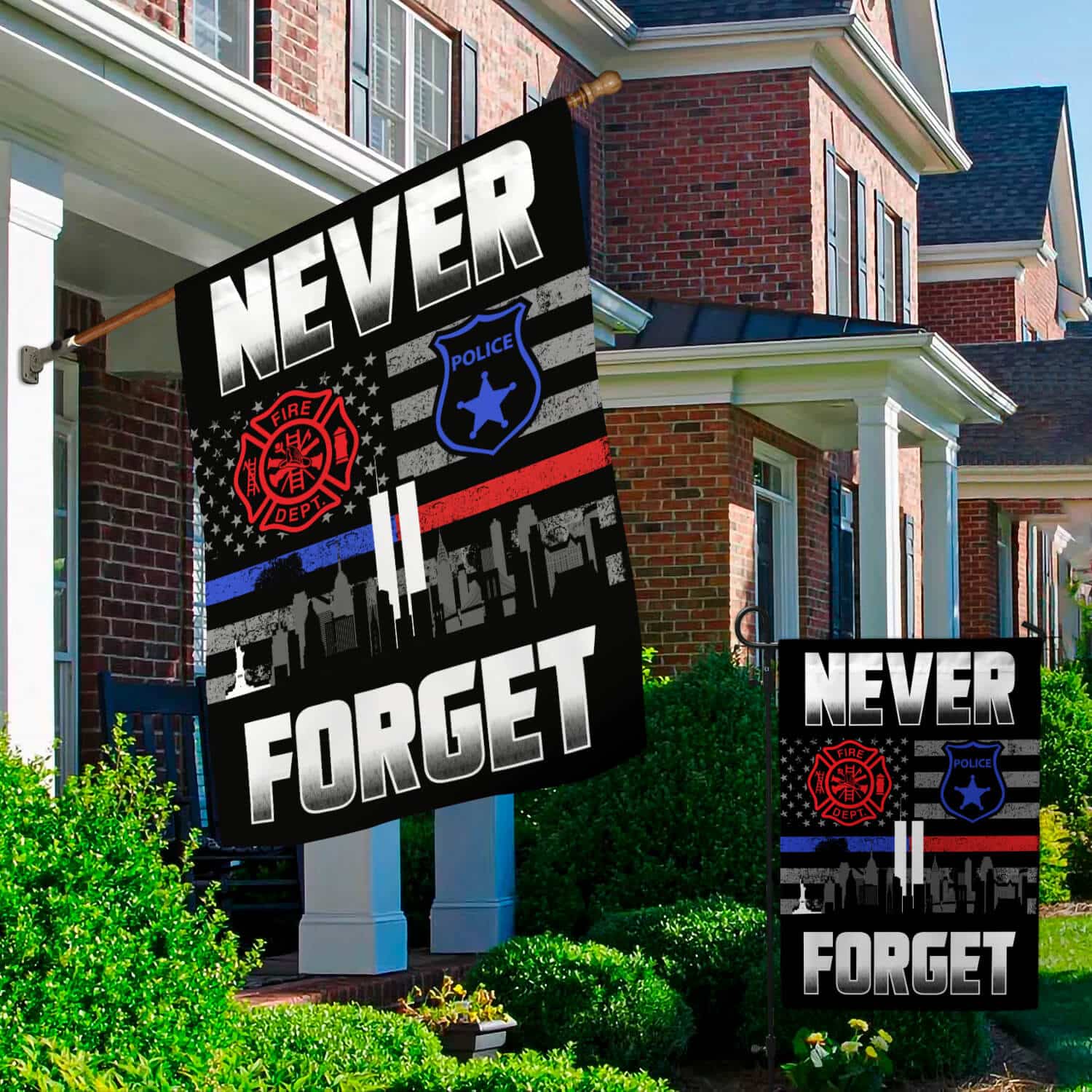 Patriot Day 9/11 Flag - Never Forget Firefighter & Law Enforcement Tribute Banner-140725-3-mk2