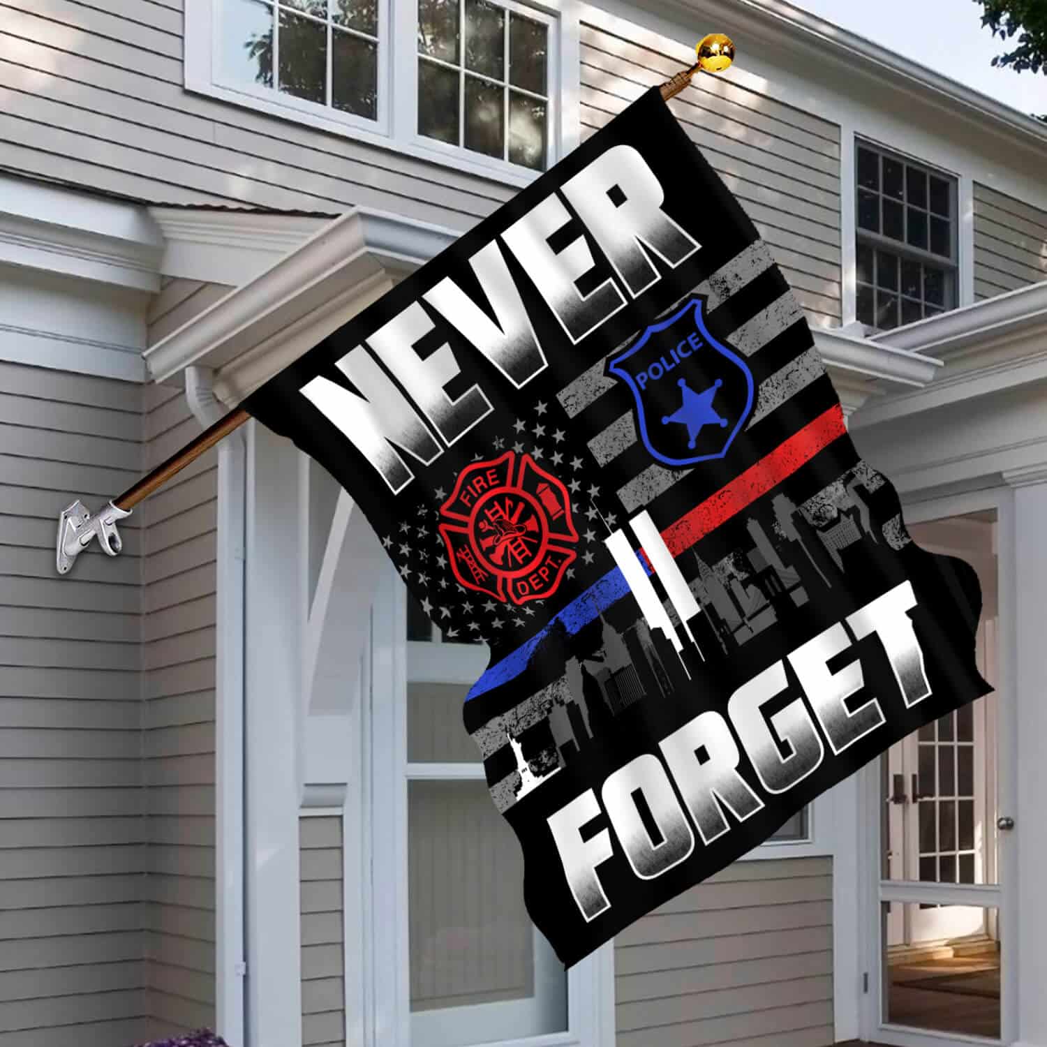 Patriot Day 9/11 Flag - Never Forget Firefighter & Law Enforcement Tribute Banner-140725-3-mk4