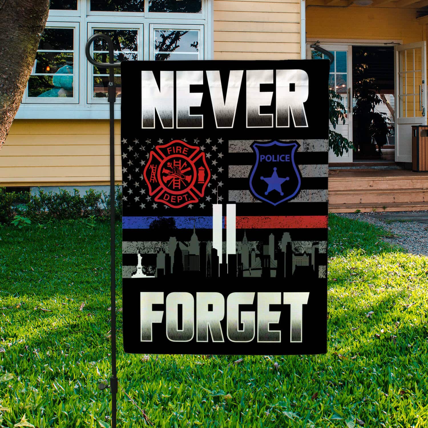 Patriot Day 9/11 Flag - Never Forget Firefighter & Law Enforcement Tribute Banner-140725-3-mk5