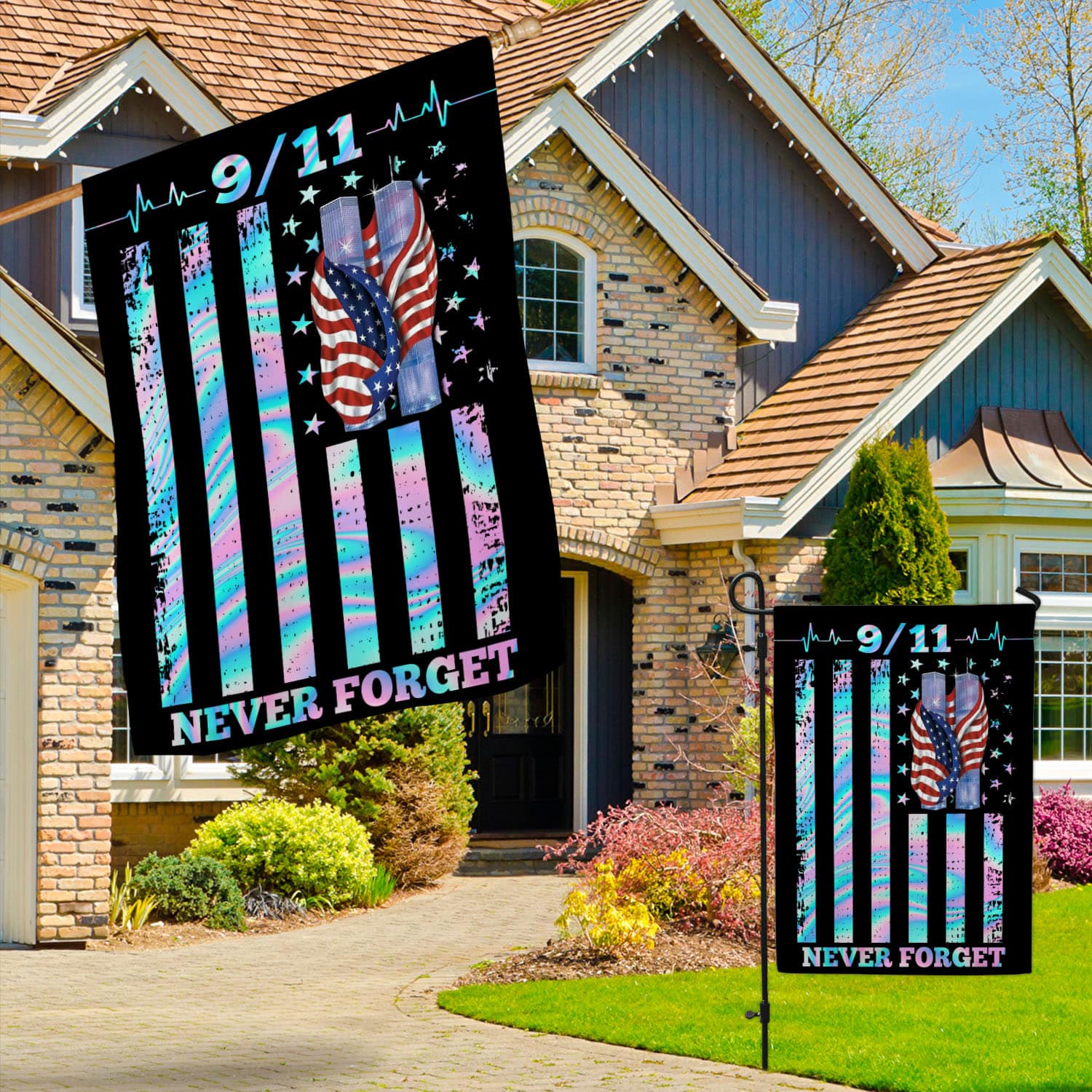 Patriot Day 9/11 Flag - Never Forget Twin Towers & American Flag Tribute-140725-6-mk2
