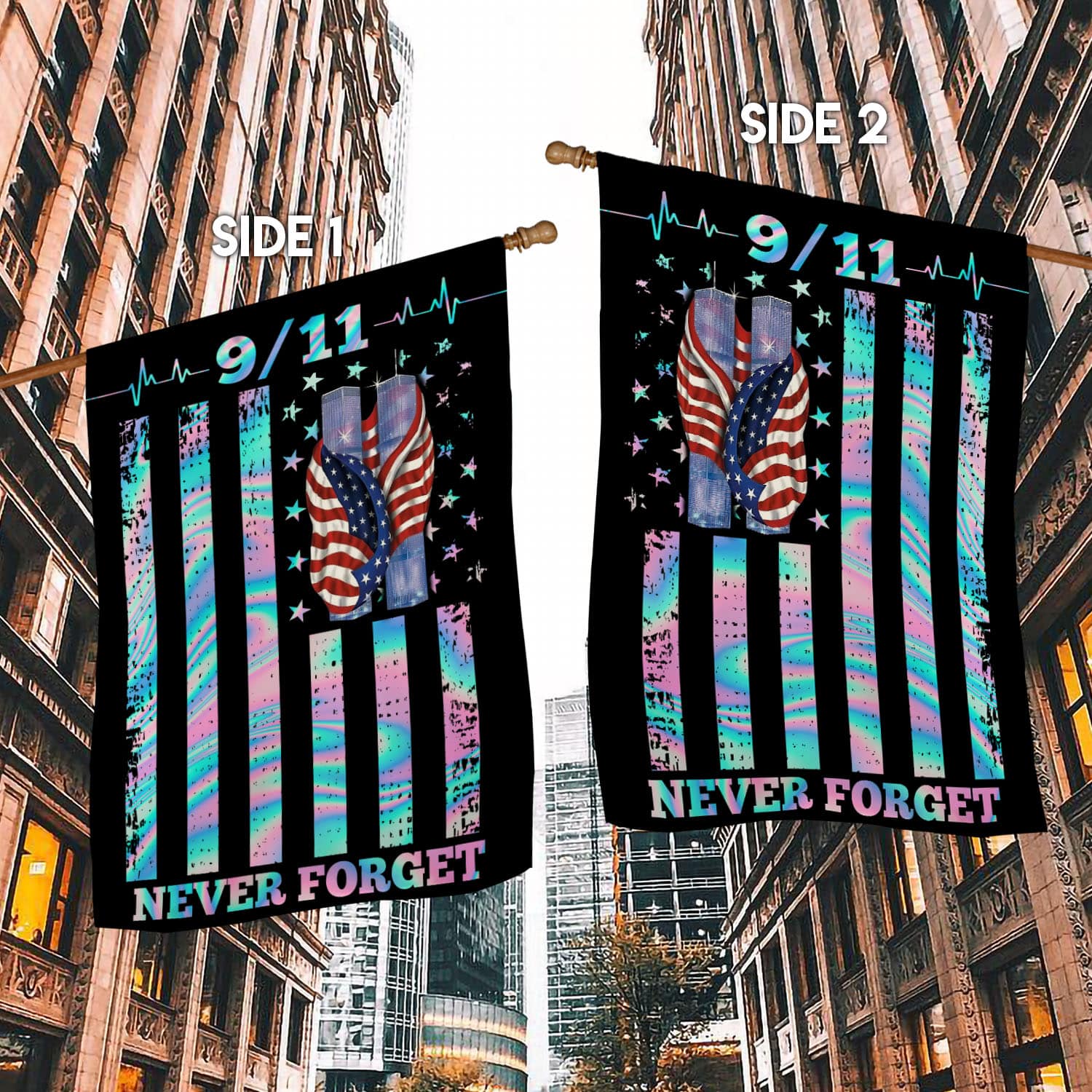 Patriot Day 9/11 Flag - Never Forget Twin Towers & American Flag Tribute-140725-6-mk3