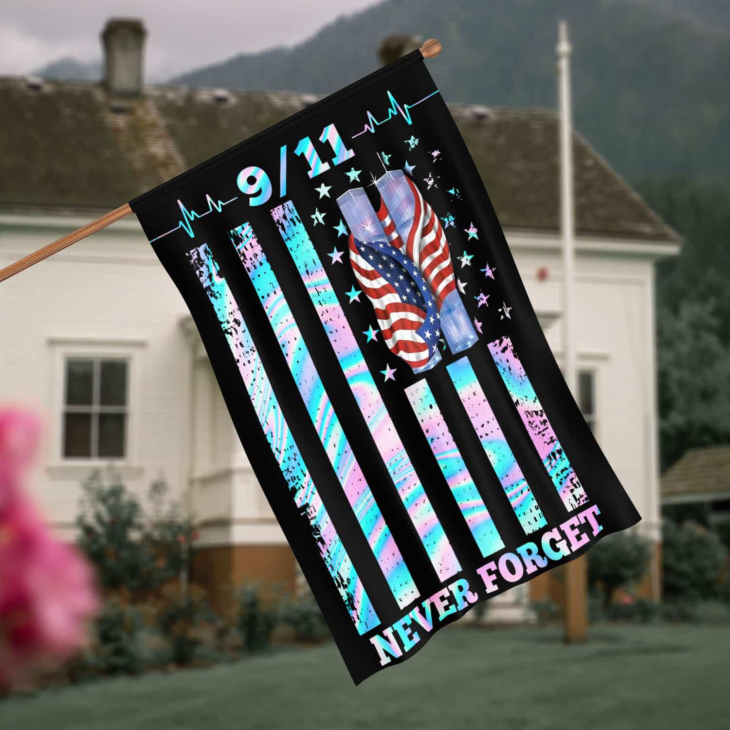 Patriot Day 9/11 Flag - Never Forget Twin Towers & American Flag Tribute-140725-6-mk4