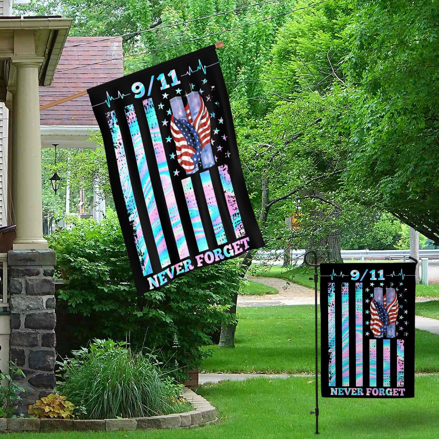 Patriot Day 9/11 Flag - Never Forget Twin Towers & American Flag Tribute-140725-6-mk5