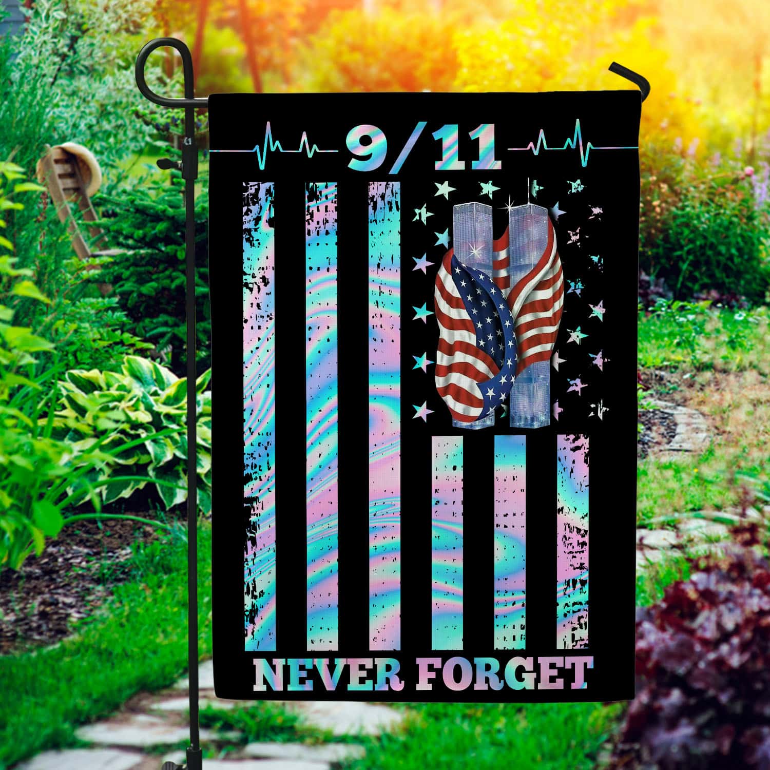 Patriot Day 9/11 Flag - Never Forget Twin Towers & American Flag Tribute-140725-6-mk6