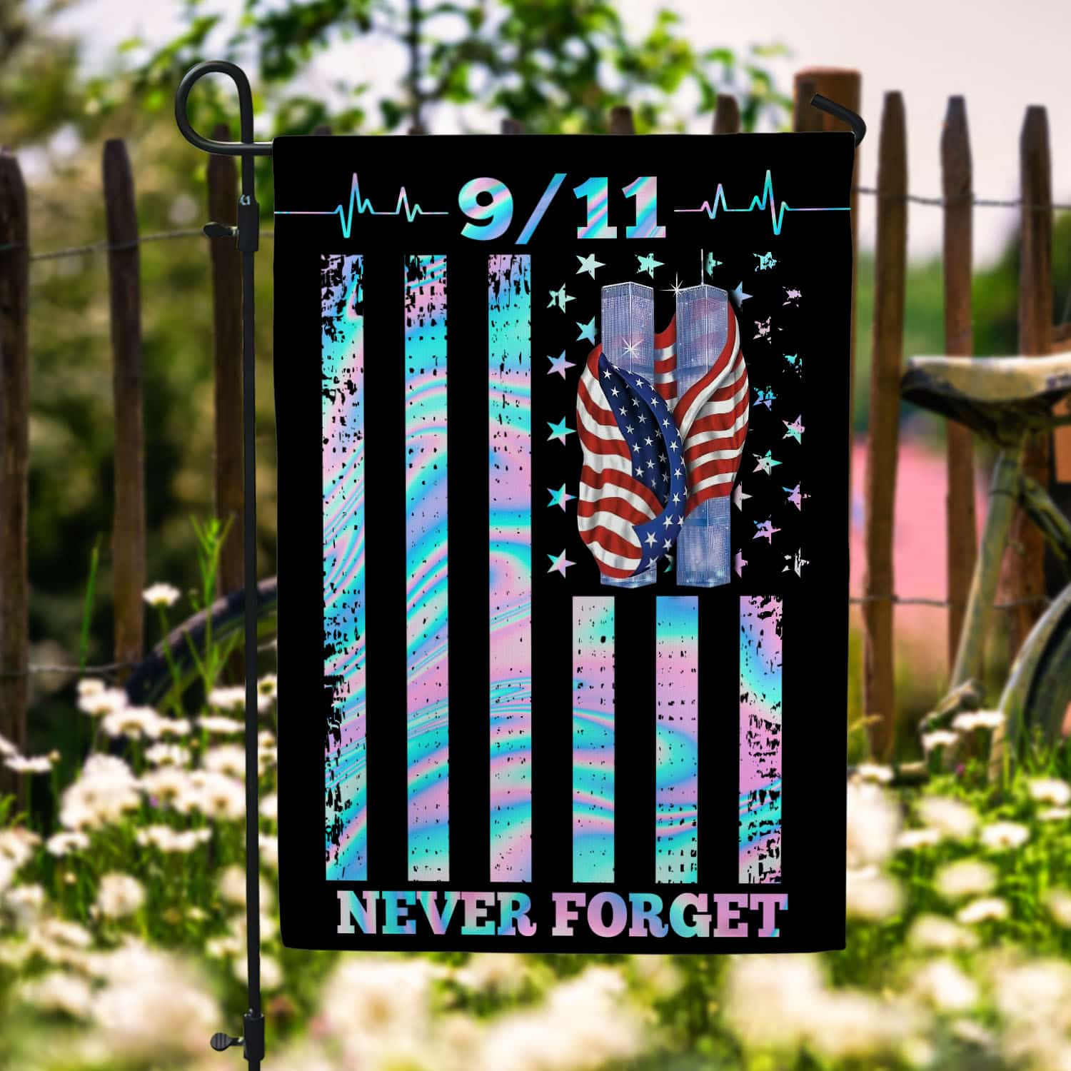 Patriot Day 9/11 Flag - Never Forget Twin Towers & American Flag Tribute - 140725-6-mk1