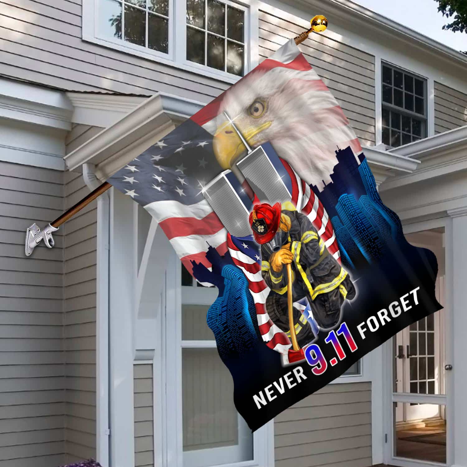 Patriot Day 9/11 Flag - Never Forget Twin Towers & Firefighter Tribute Banner-140725-10-mk-3