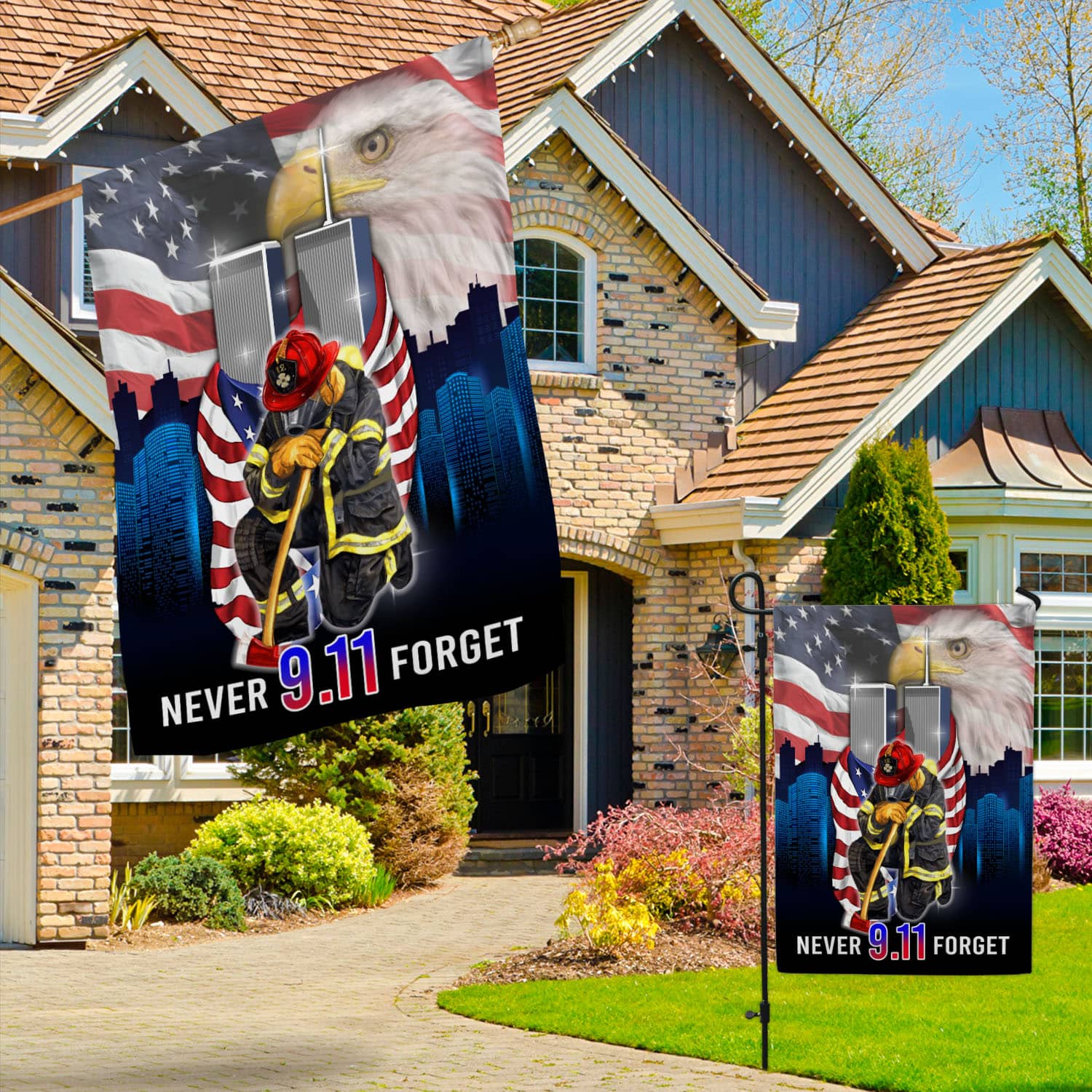 Patriot Day 9/11 Flag - Never Forget Twin Towers & Firefighter Tribute Banner-140725-10-mk-4