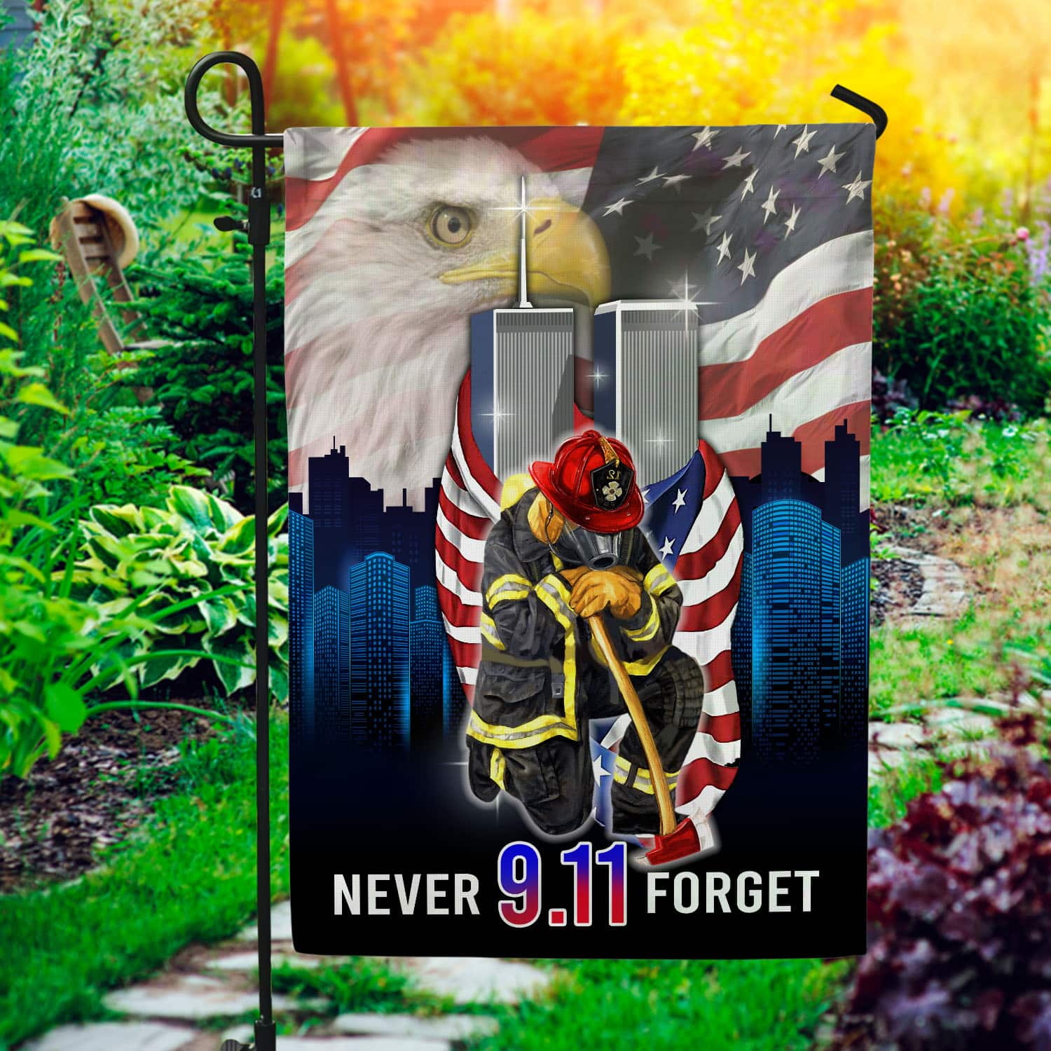 Patriot Day 9/11 Flag - Never Forget Twin Towers & Firefighter Tribute Banner-140725-10-mk-5