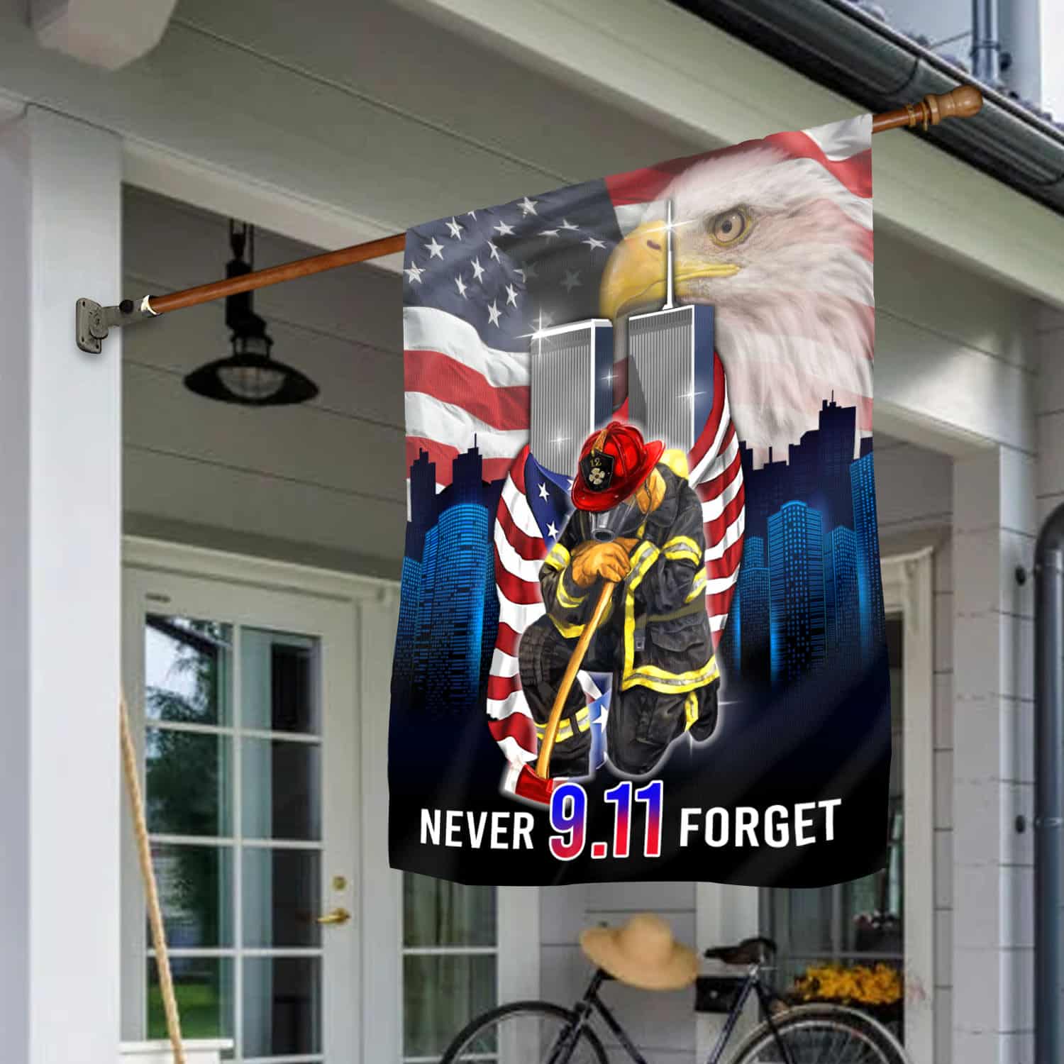 Patriot Day 9/11 Flag - Never Forget Twin Towers & Firefighter Tribute Banner-140725-10-mk-6