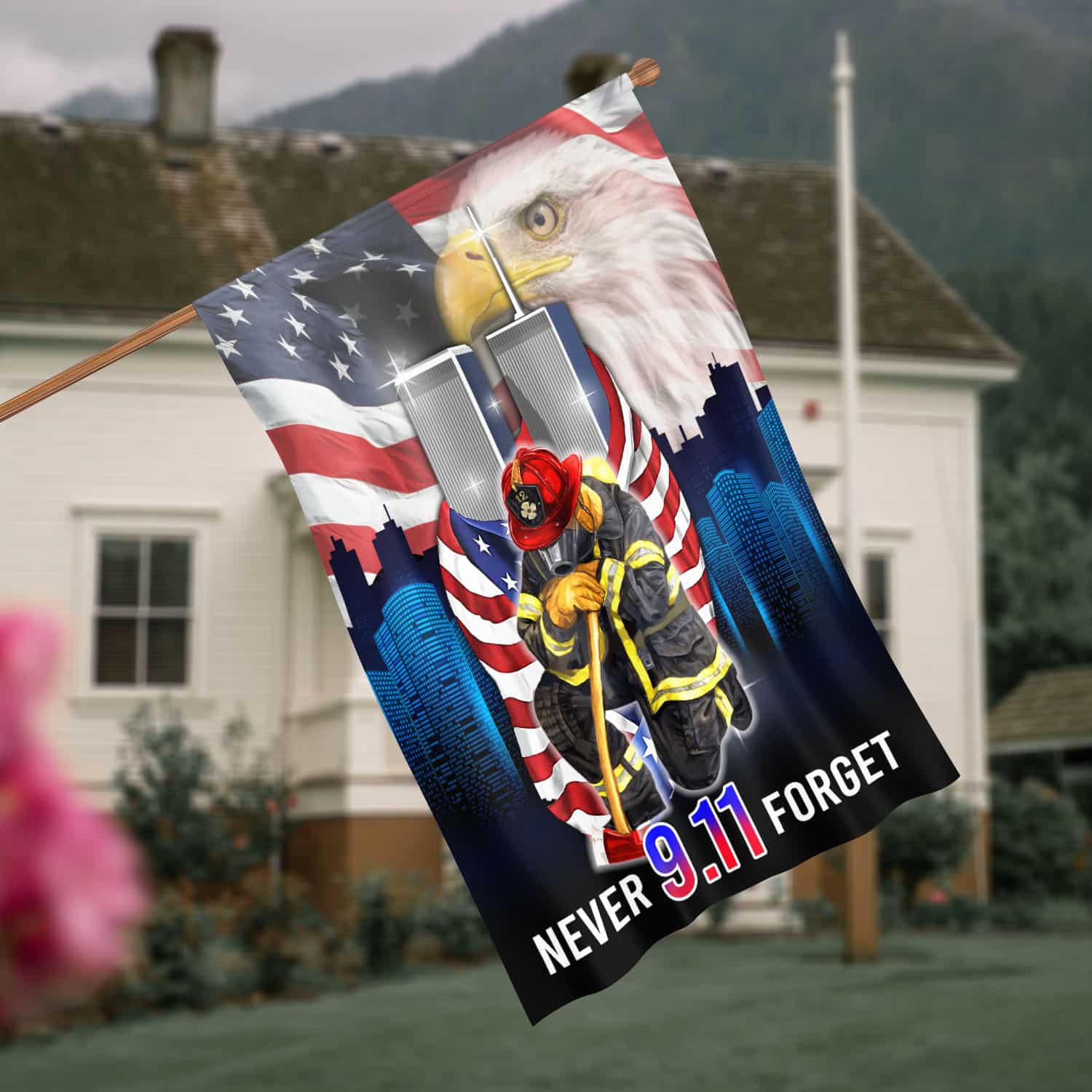 Patriot Day 9/11 Flag - Never Forget Twin Towers & Firefighter Tribute Banner-140725-10-mk-7