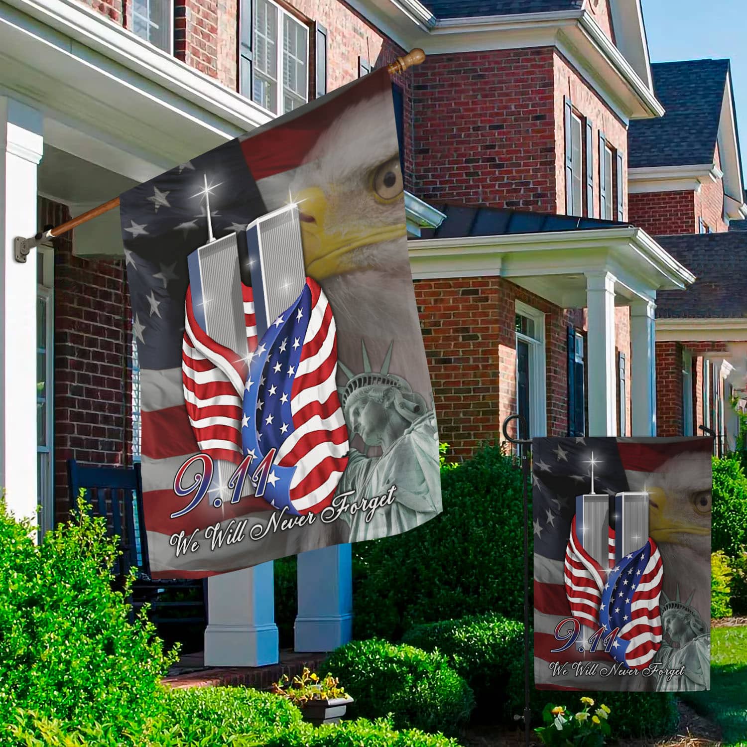 Patriot Day 9/11 Flag - Twin Towers, Bald Eagle & Statue of Liberty Memorial Banner-140725-7k-5-mk2