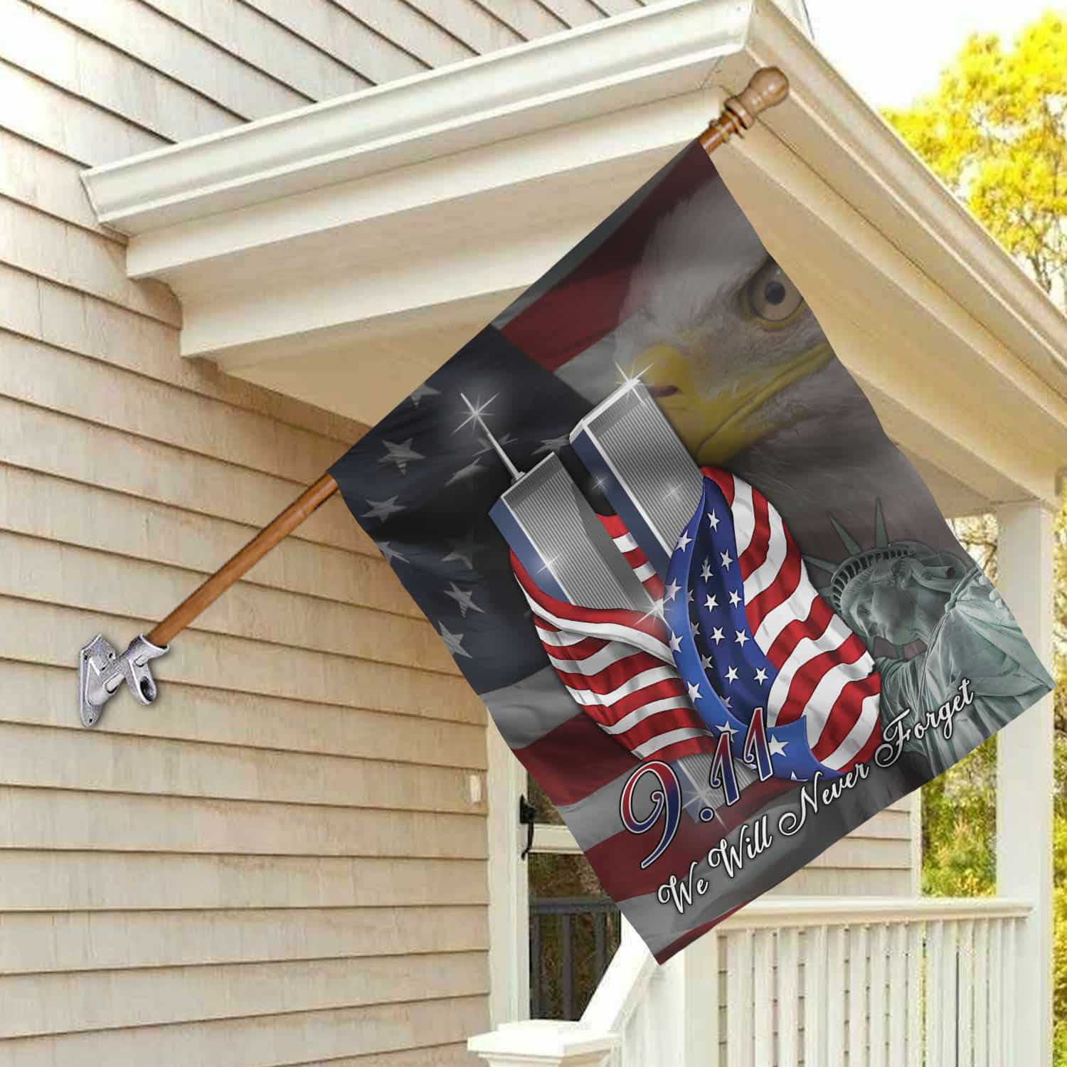 Patriot Day 9/11 Flag - Twin Towers, Bald Eagle & Statue of Liberty Memorial Banner-140725-7k-5-mk4