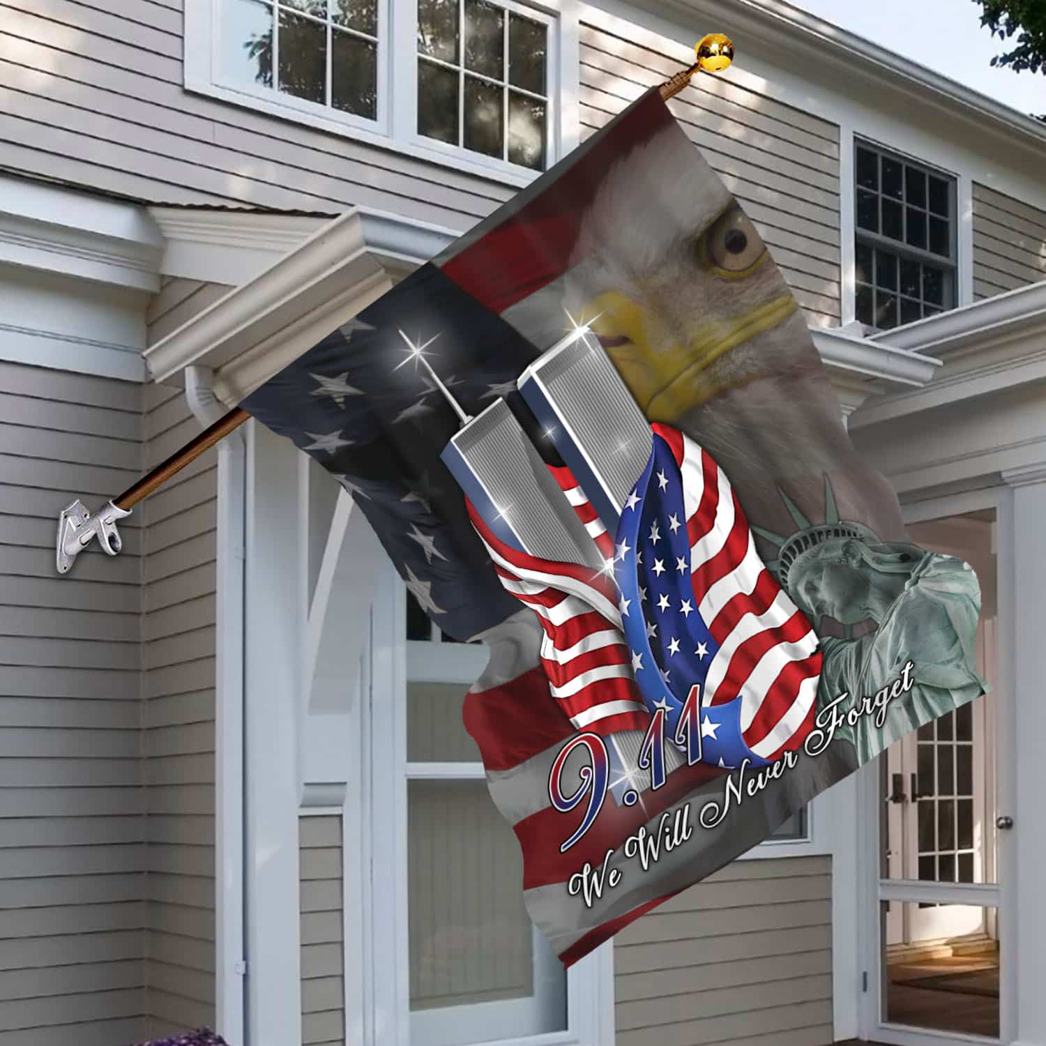 Patriot Day 9/11 Flag - Twin Towers, Bald Eagle & Statue of Liberty Memorial Banner-140725-7k-5-mk7