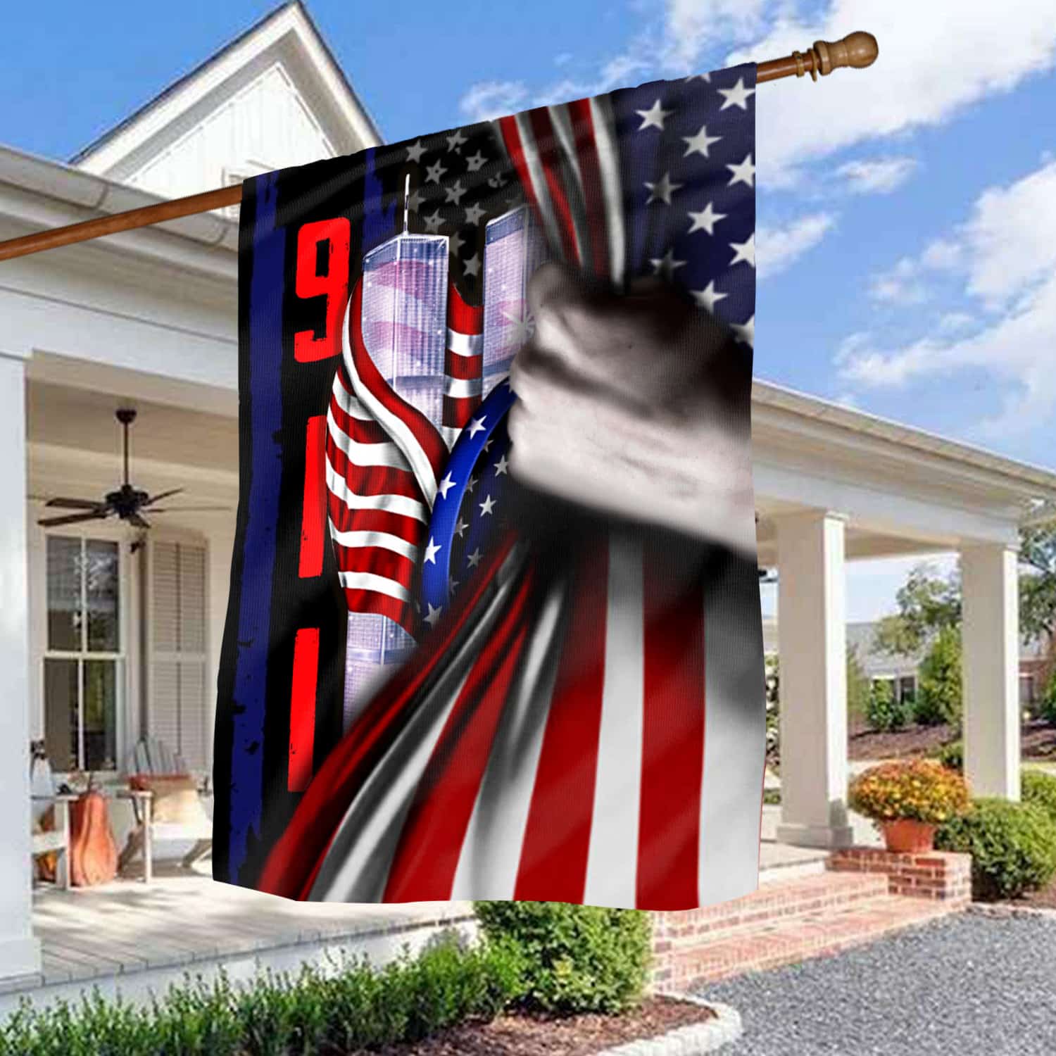 Patriot Day 9/11 Flag - Twin Towers Revealed Behind American Flag Design140725-5-mk5