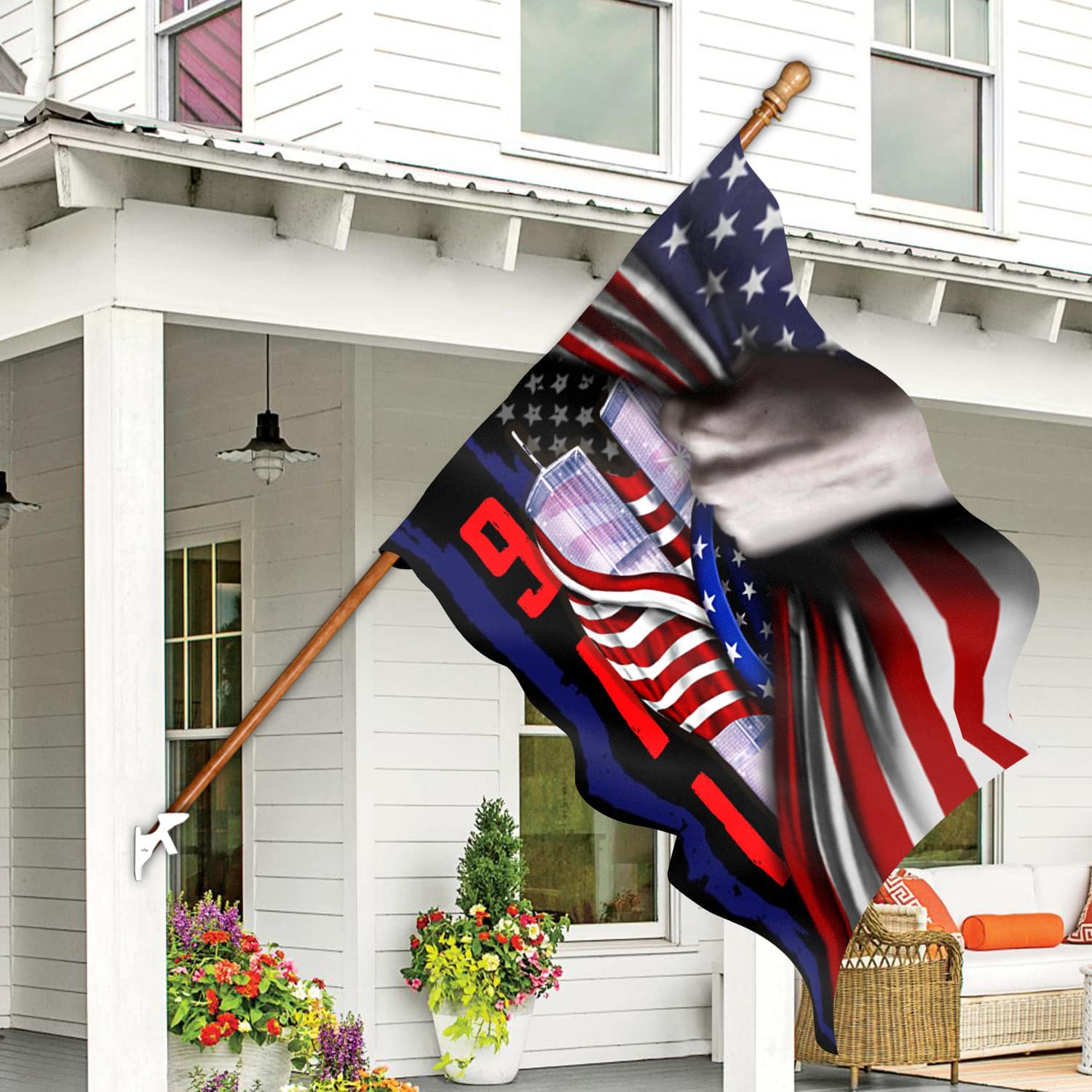 Patriot Day 9/11 Flag - Twin Towers Revealed Behind American Flag Design140725-5-mk8