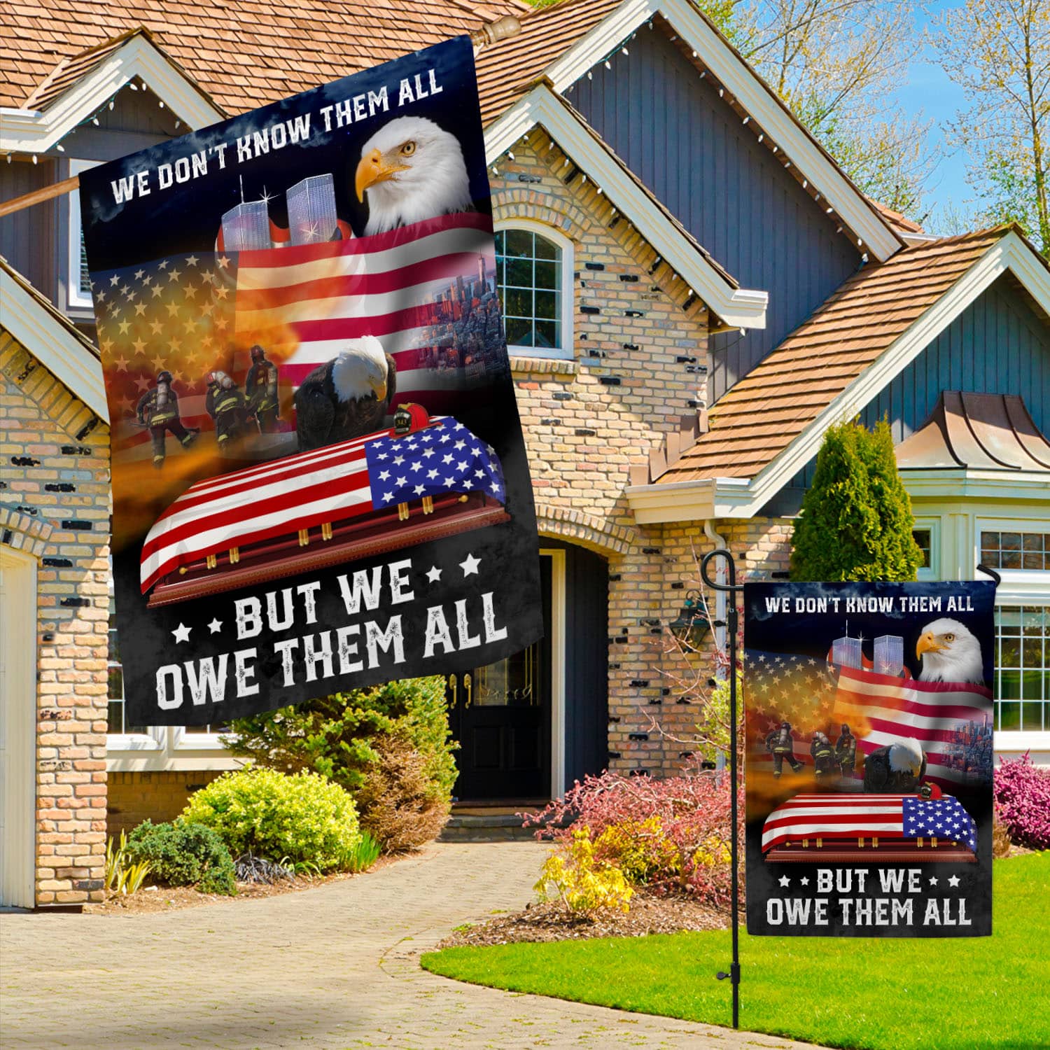 Patriot Day 9/11 Flag - We Owe Them All Firefighter & Hero Remembrance Banner-140725-9-mk-3