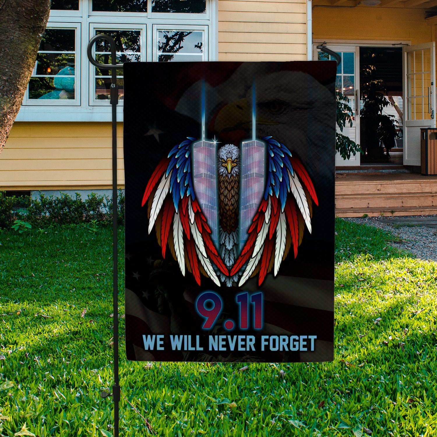 Patriot Day 9/11 Flag - We Will Never Forget Twin Towers & Eagle Wings Patriotic Banner-140725-2-mk2