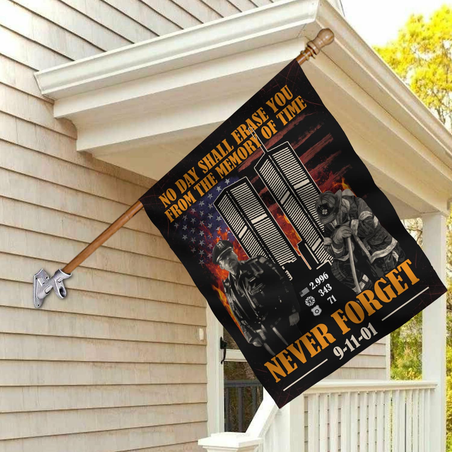 Patriot Day 9/11 Flag – Never Forget Banner with Twin Towers, Police & Firefighter-140725-8-mk-5