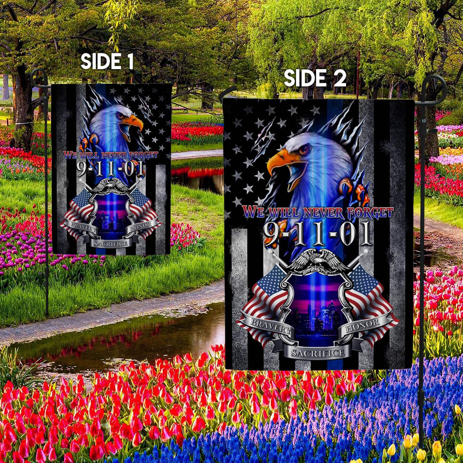 Patriot Day Memorial Flag – 9/11 Tribute with Eagle & American Flags-140725-1-mk4