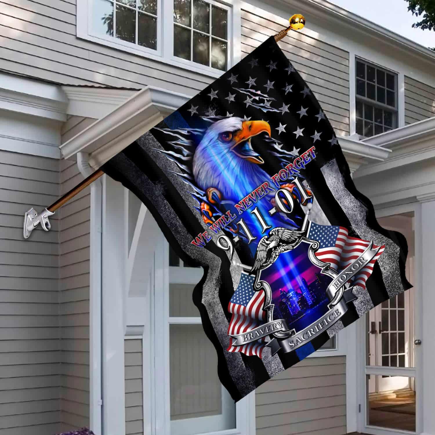 Patriot Day Memorial Flag – 9/11 Tribute with Eagle & American Flags-140725-1-mk9