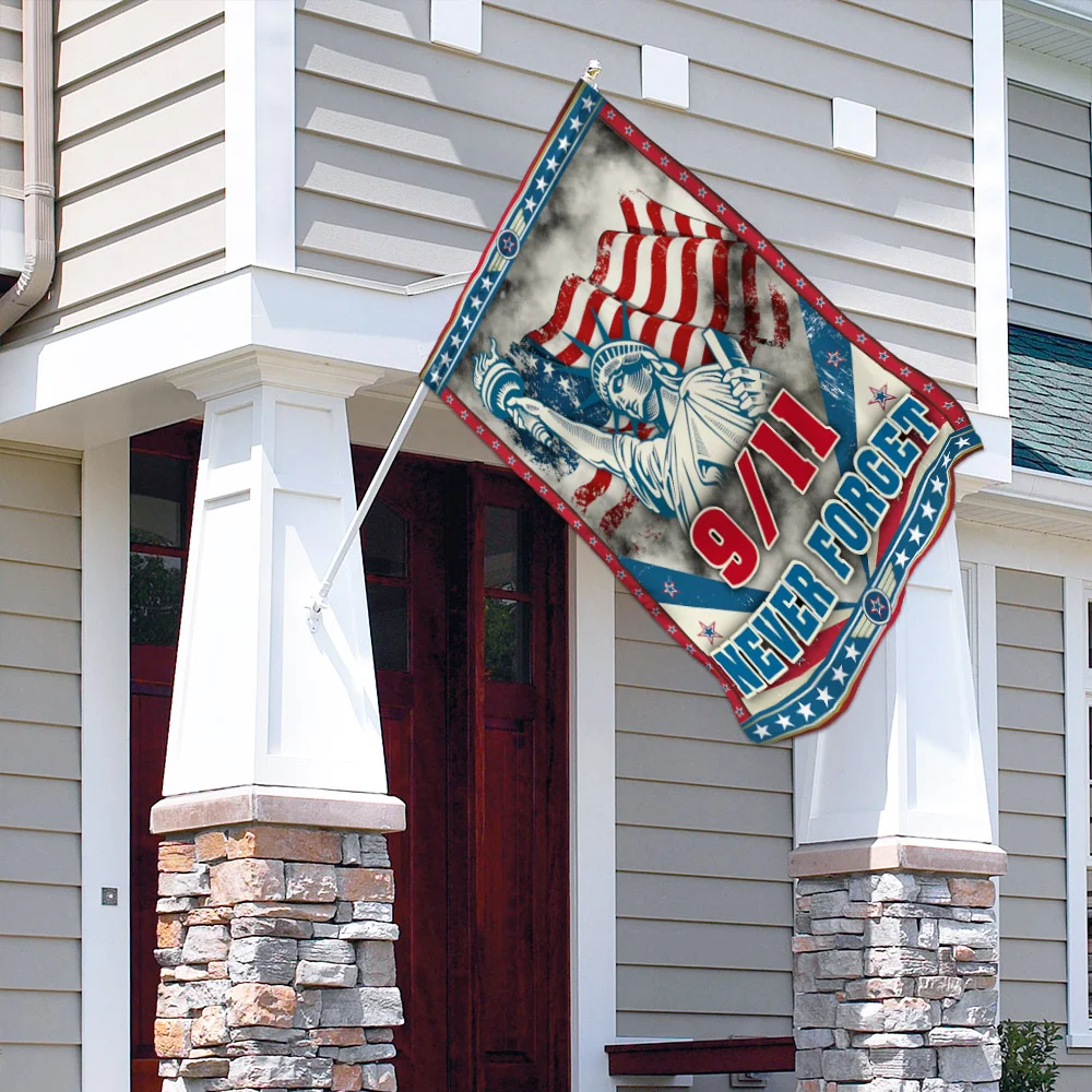 Patriotic 9/11 Memorial Flag-Never Forget Design with Statue of Liberty and American Flag-W240725-05-mk2