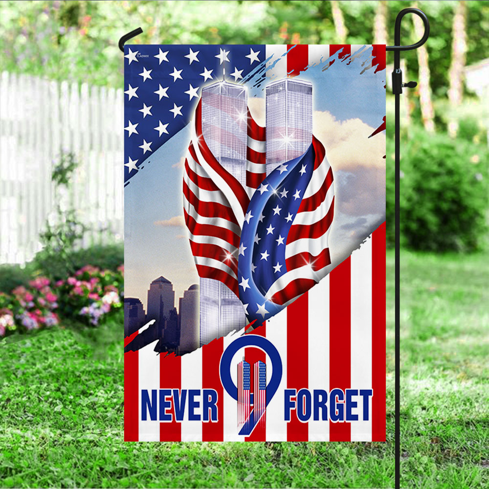 Patriotic 9/11 Never Forget Flag - Twin Towers Memorial with American Flag Design-W240725-03-mk1