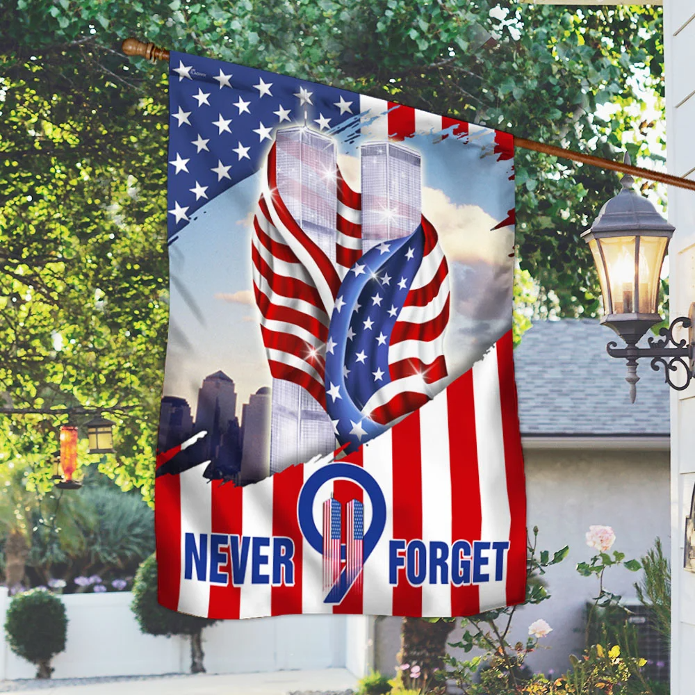 Patriotic 9/11 Never Forget Flag - Twin Towers Memorial with American Flag Design-W240725-03-mk2