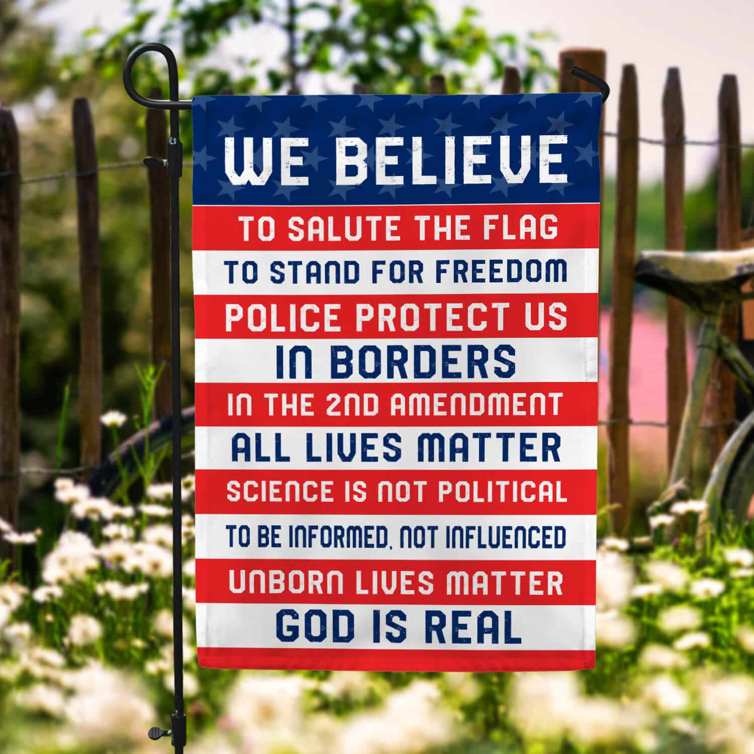 Patriotic American Flag Sign - Freedom, Police, 2nd Amendment, and Pro-Life Values-mk-1