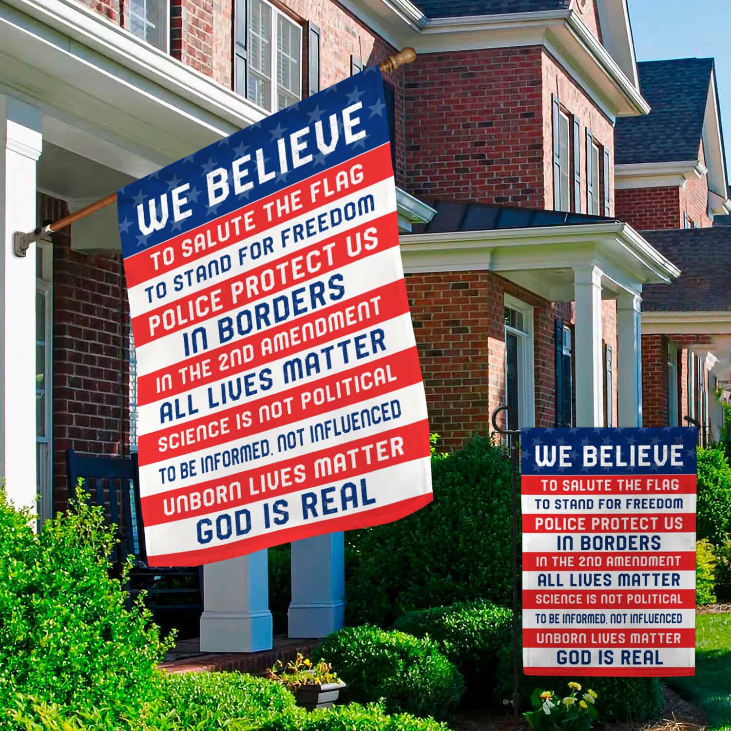 Patriotic American Flag Sign - Freedom, Police, 2nd Amendment, and Pro-Life Values-mk-2
