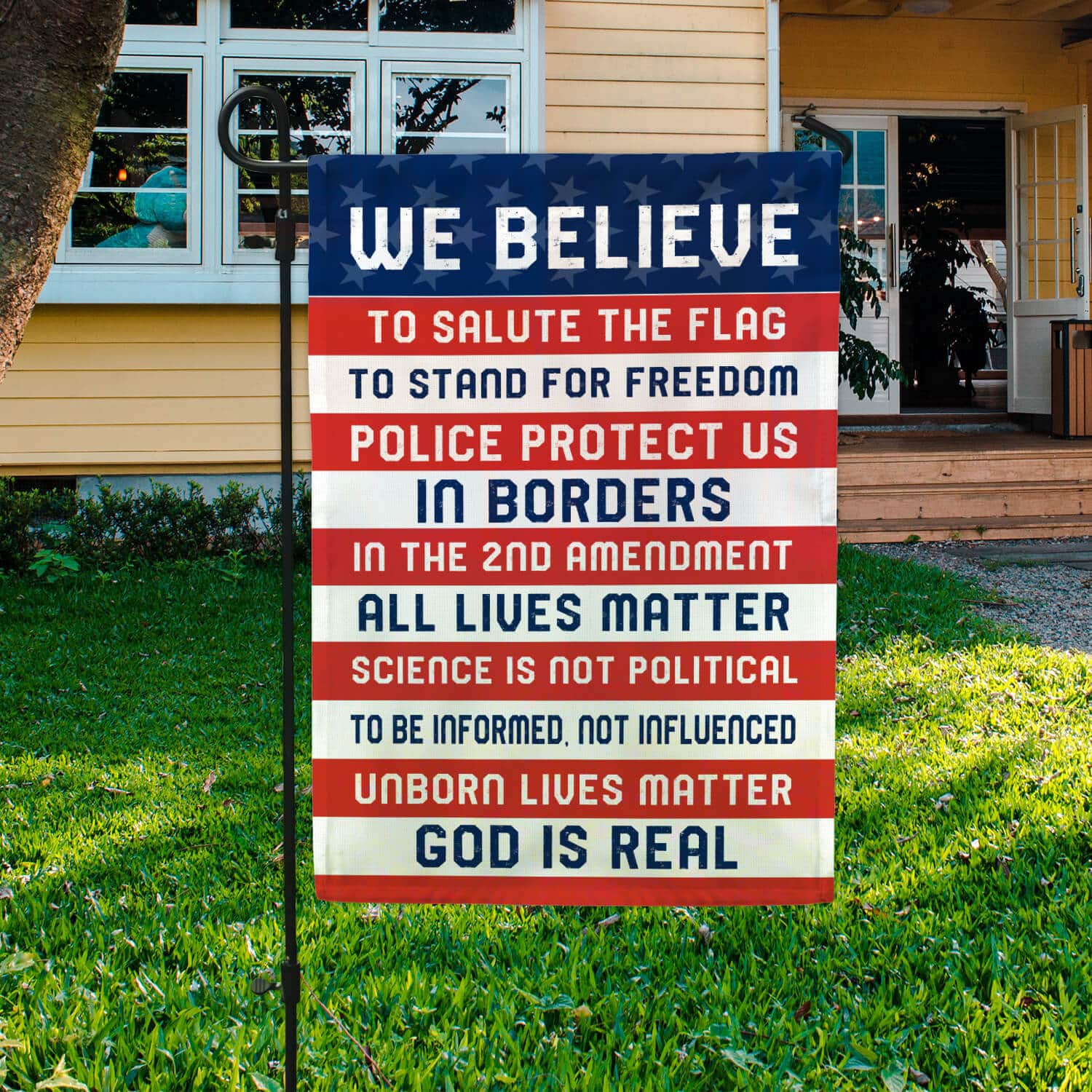 Patriotic American Flag Sign - Freedom, Police, 2nd Amendment, and Pro-Life Values-mk-5