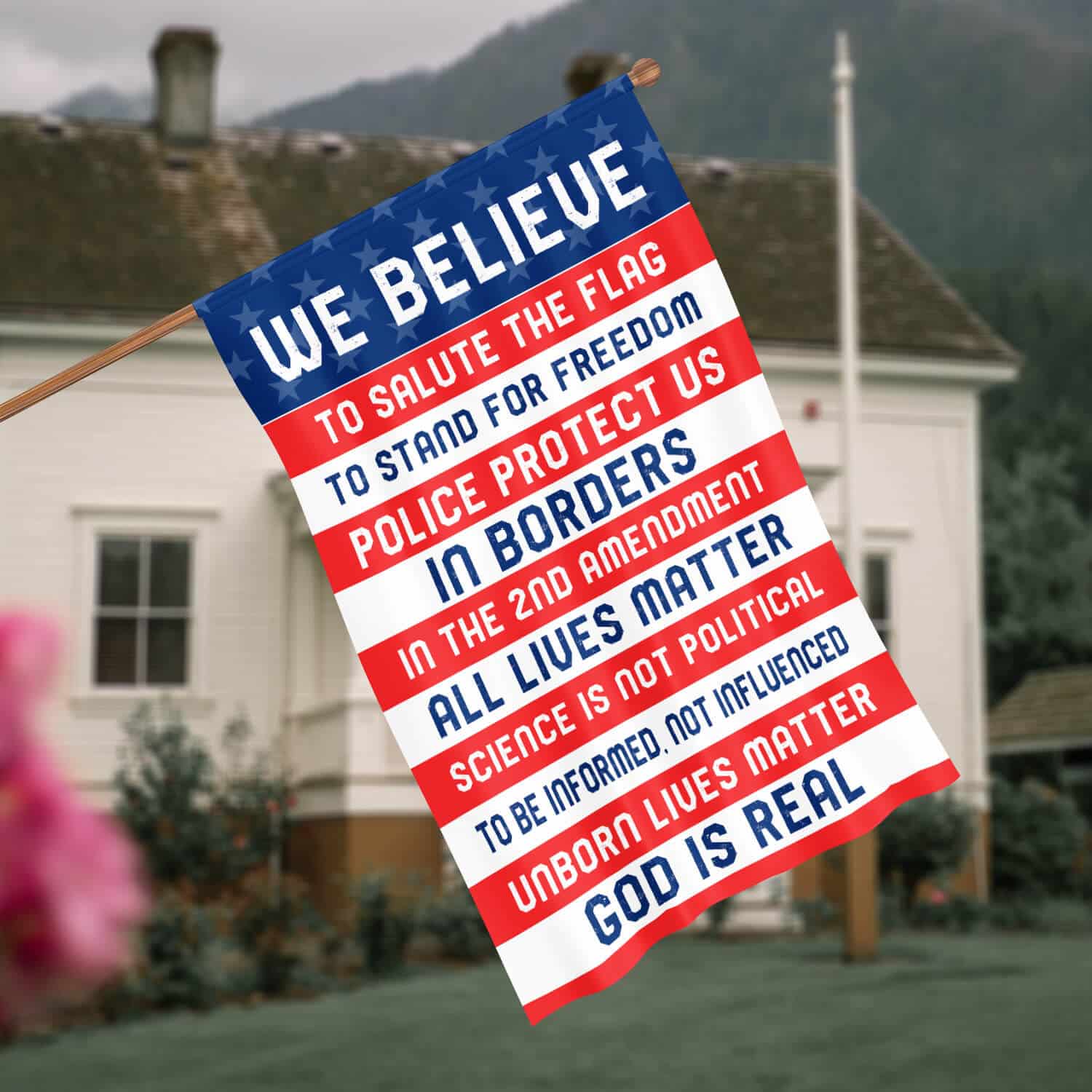 Patriotic American Flag Sign - Freedom, Police, 2nd Amendment, and Pro-Life Values-mk-6