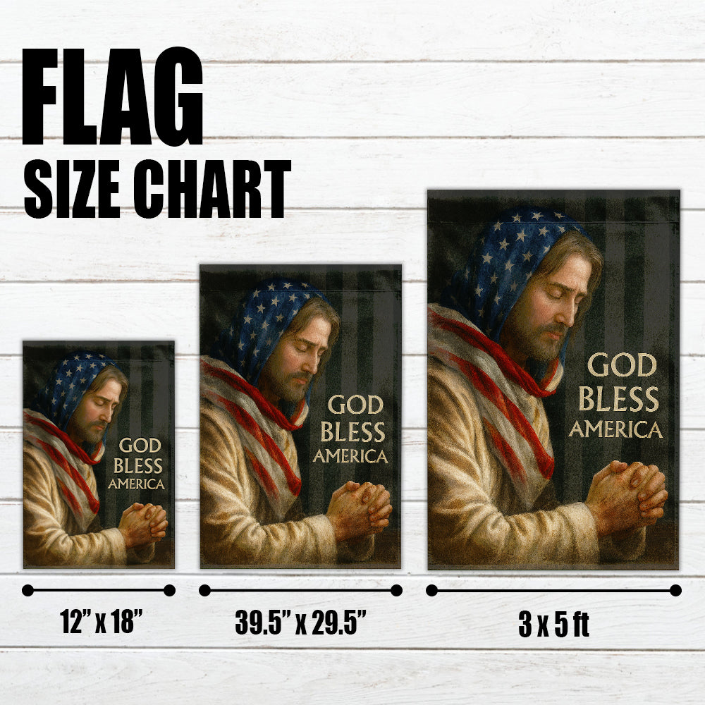 Patriotic Christian Flag - God Bless America Featuring Jesus in Prayer with American Flag-W080725-6-mk4