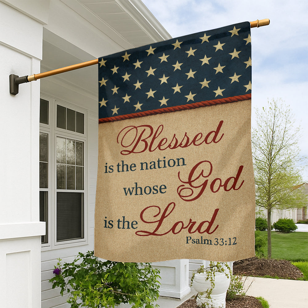 Patriotic Christian Flag – Blessed Is the Nation Whose God Is the Lord – Psalm 33:12-W080725-5-mk1