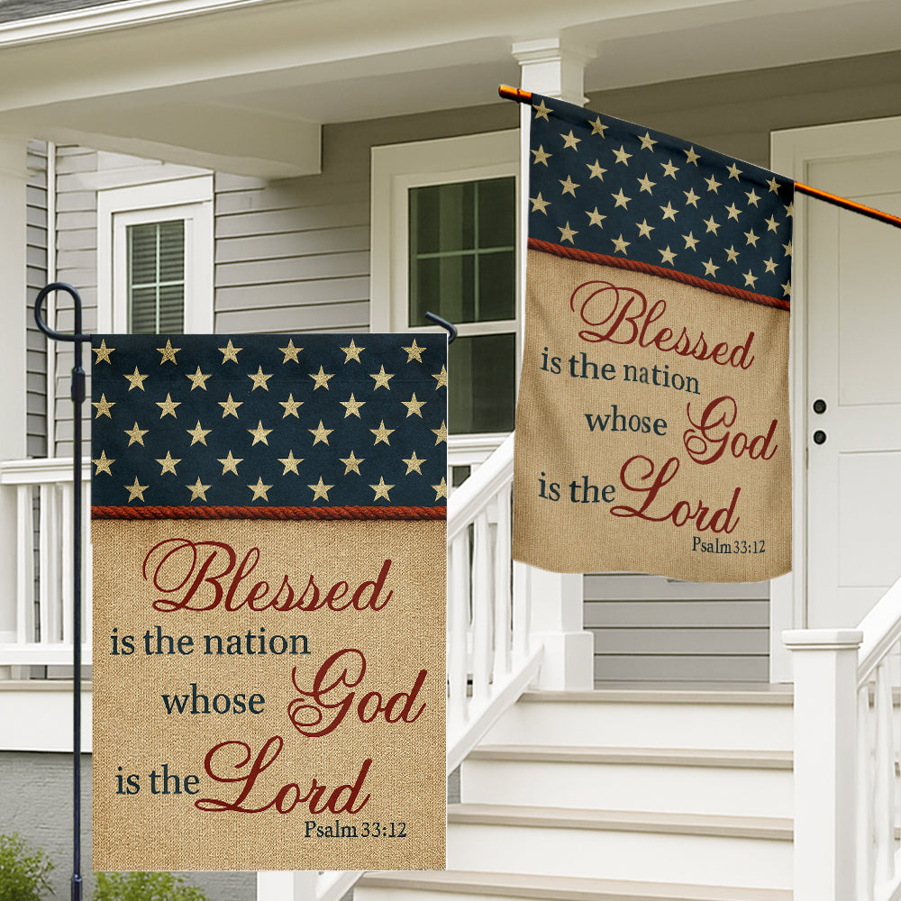 Patriotic Christian Flag – Blessed Is the Nation Whose God Is the Lord – Psalm 33:12-W080725-5-mk2