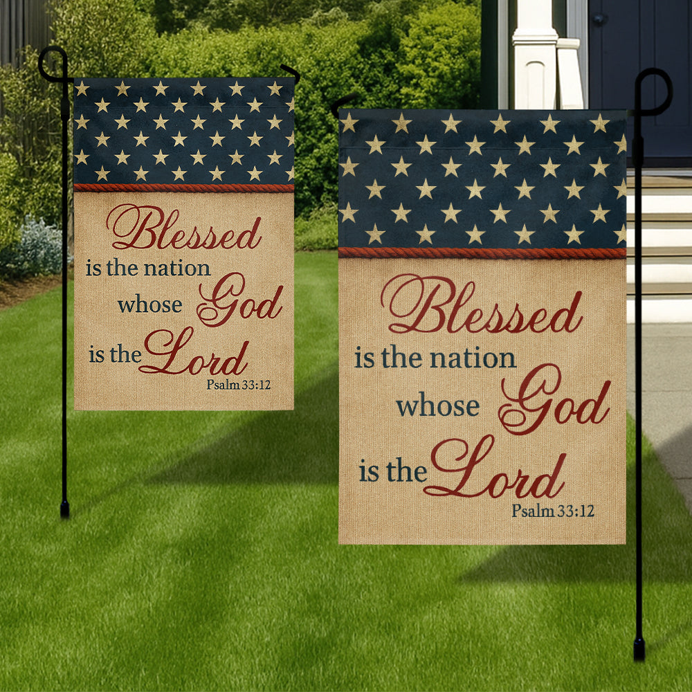 Patriotic Christian Flag – Blessed Is the Nation Whose God Is the Lord – Psalm 33:12-W080725-5-mk3