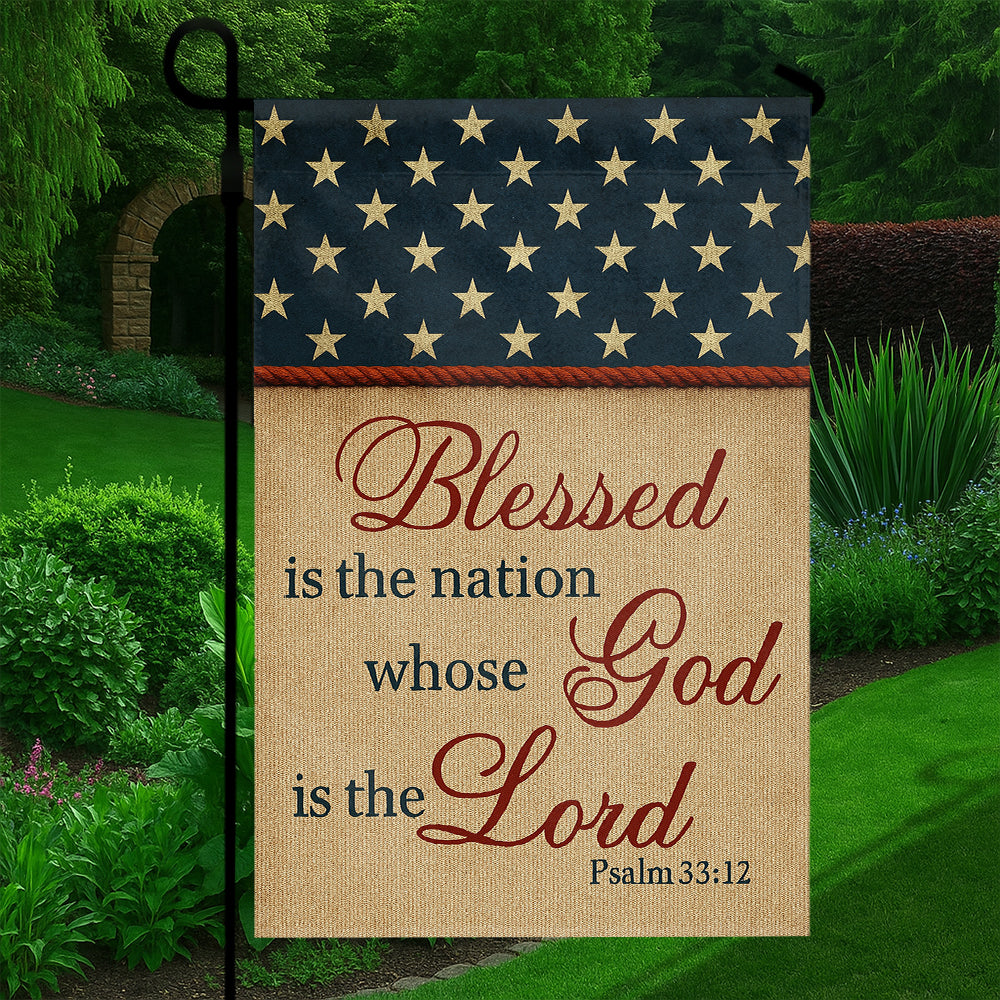 Patriotic Christian Flag – Blessed Is the Nation Whose God Is the Lord – Psalm 33:12-W080725-5-mk5