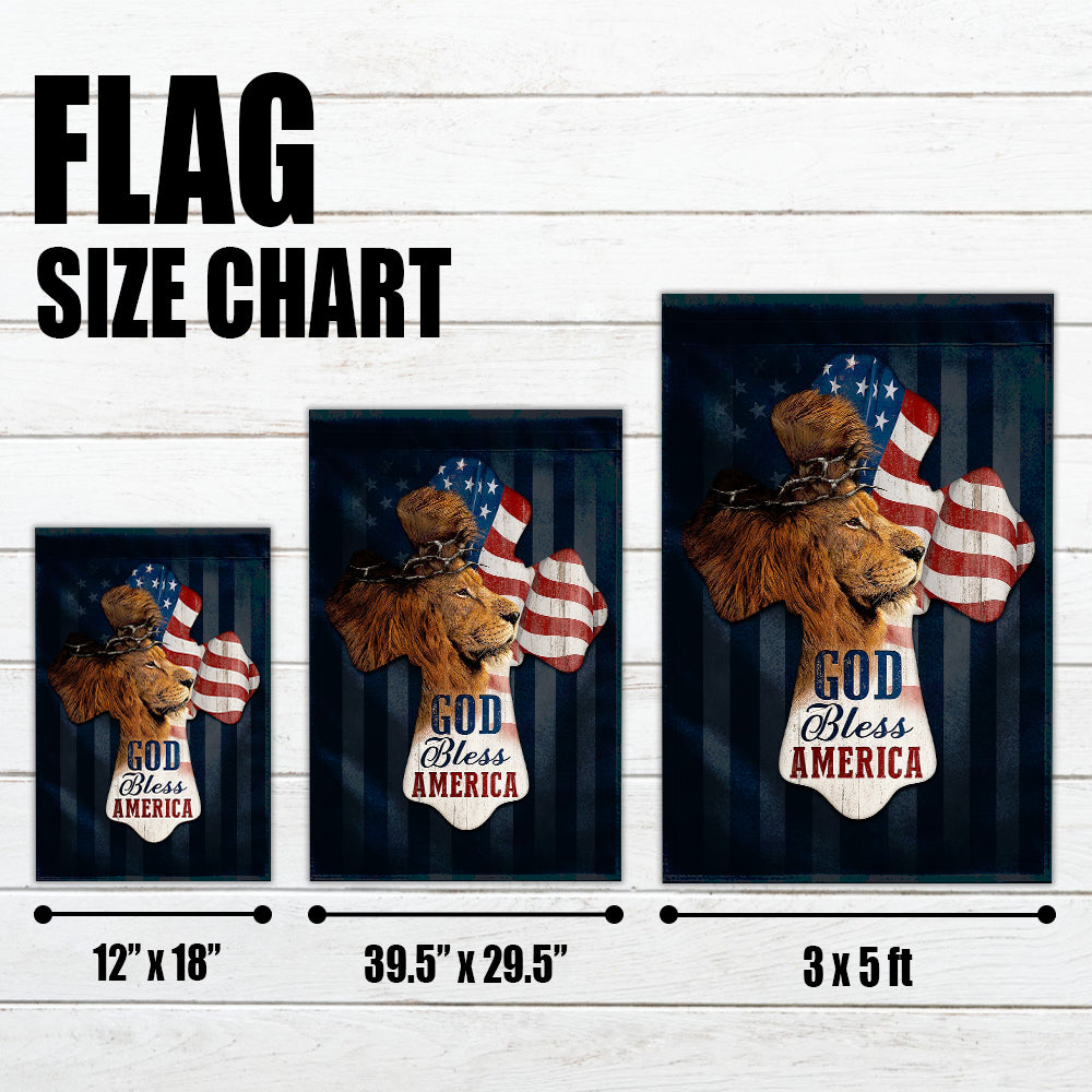 Patriotic Christian Flag – God Bless America Lion Cross with American Flag Design-W080725-3-mk4