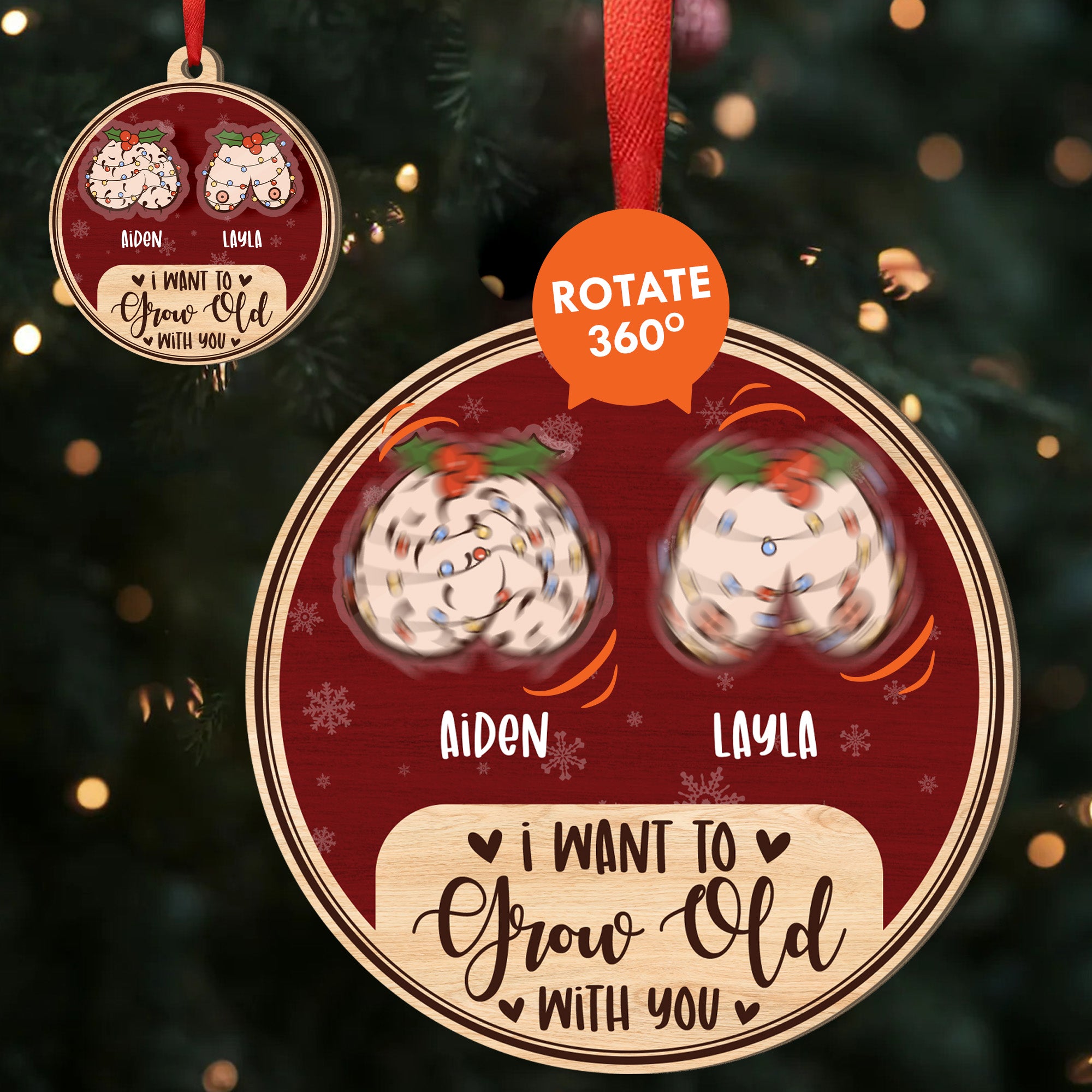 Personalized 2 Layered Wooden Ornament - Custom Couple Christmas Gift-P2509-1102-mk4