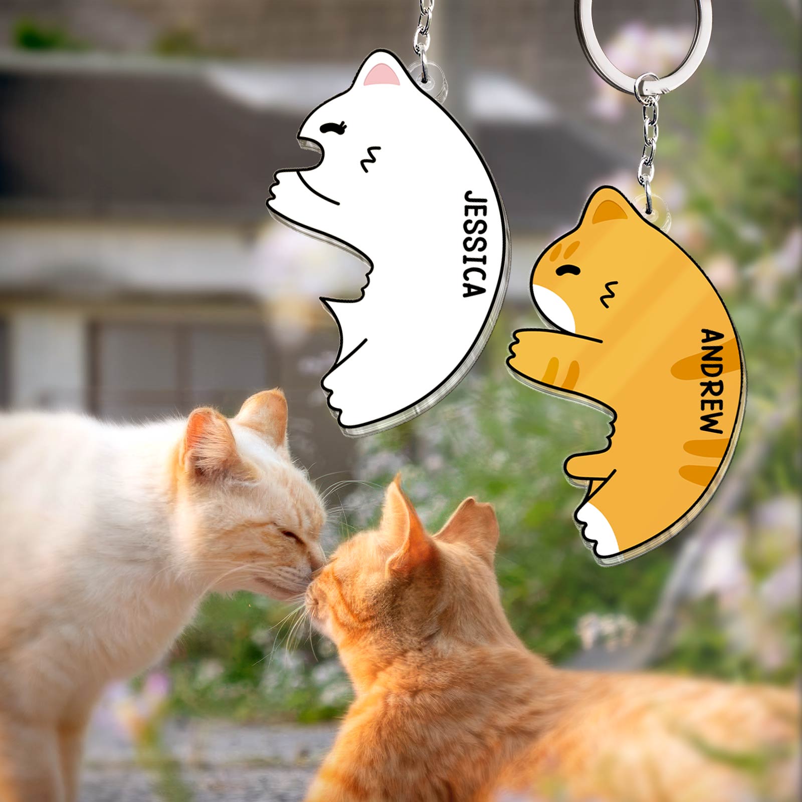 Personalized Cat Puzzle Keychain - Matching Cat Keychains for Couples & Friends-Mockup-1