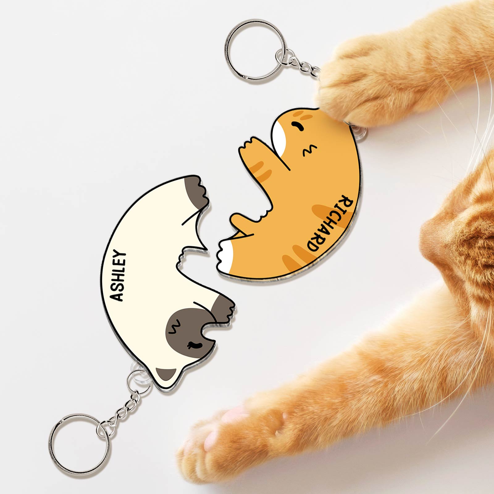 Personalized Cat Puzzle Keychain - Matching Cat Keychains for Couples & Friends-Mockup-2