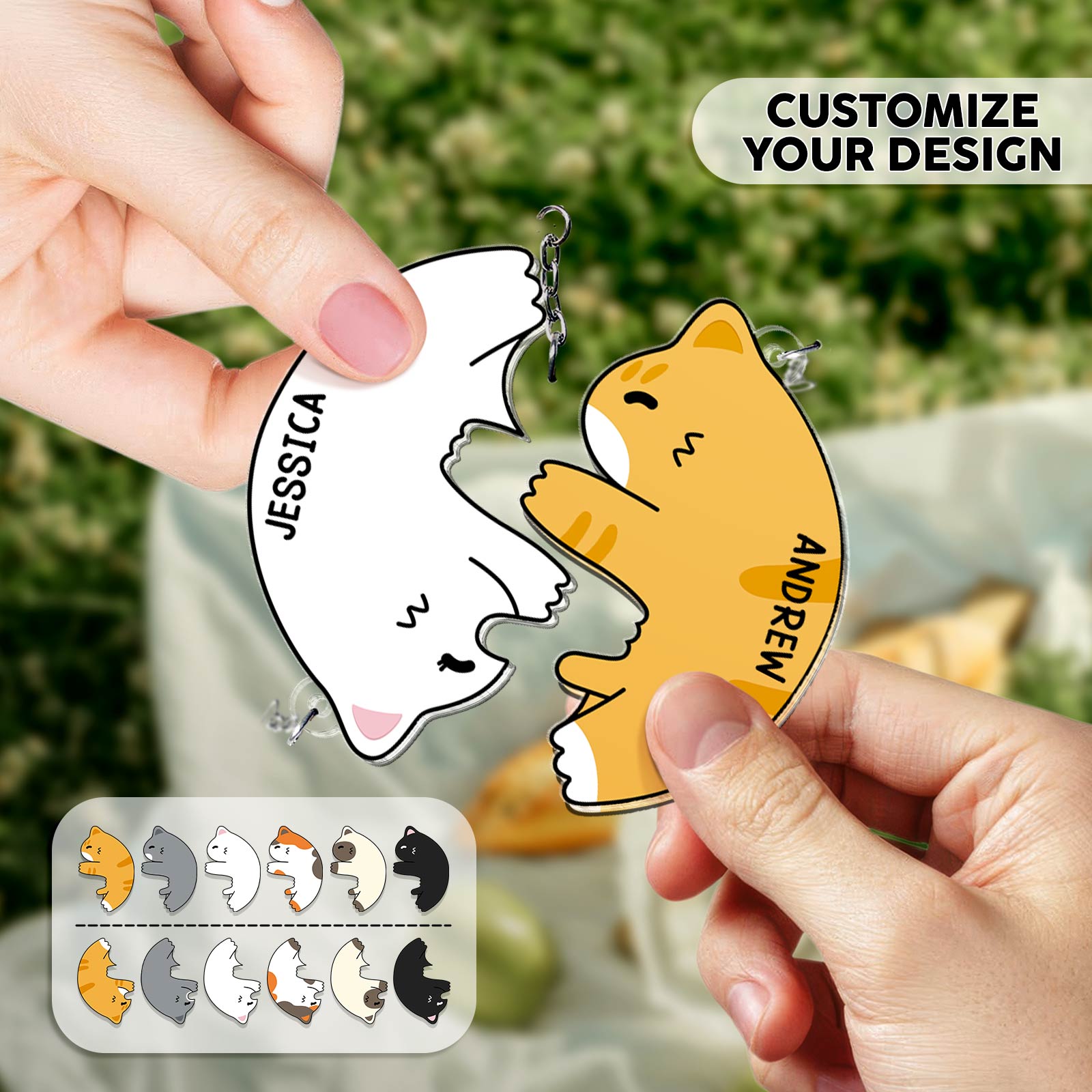 Personalized Cat Puzzle Keychain - Matching Cat Keychains for Couples & Friends-Mockup-Ads